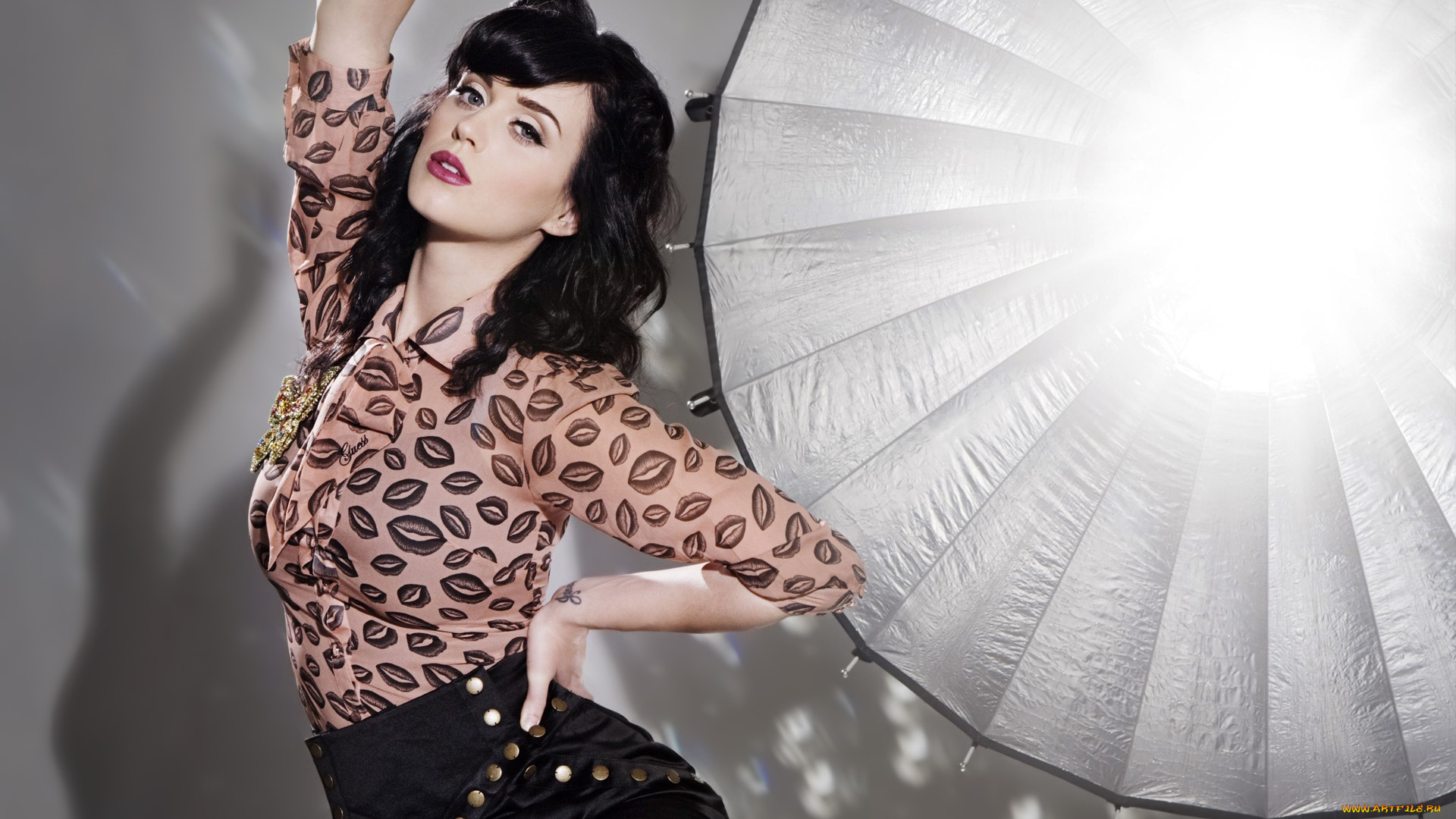 музыка, katy, perry, блузка, юбка, бабочка