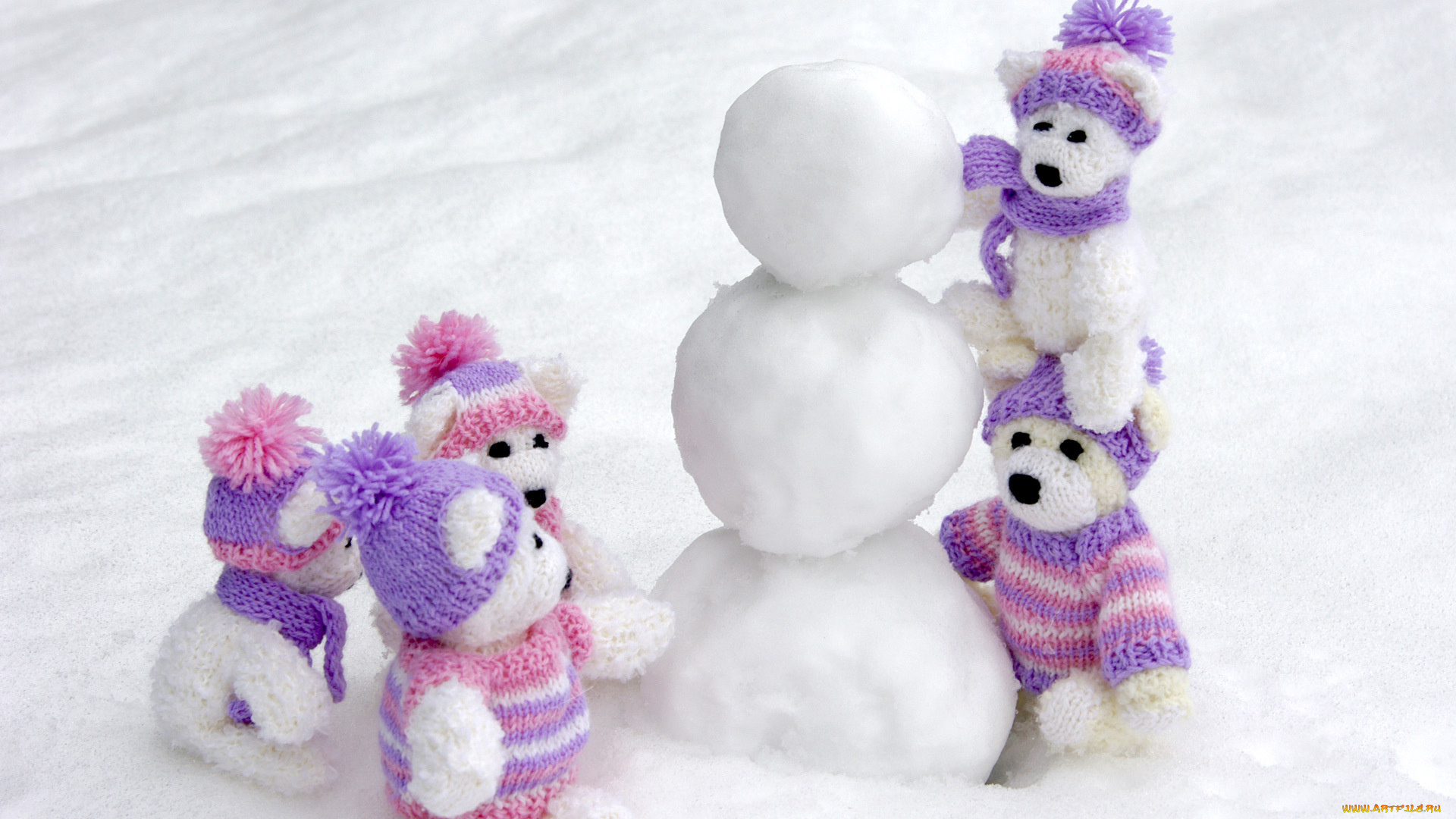праздничные, мягкие, игрушки, снеговик, мишки