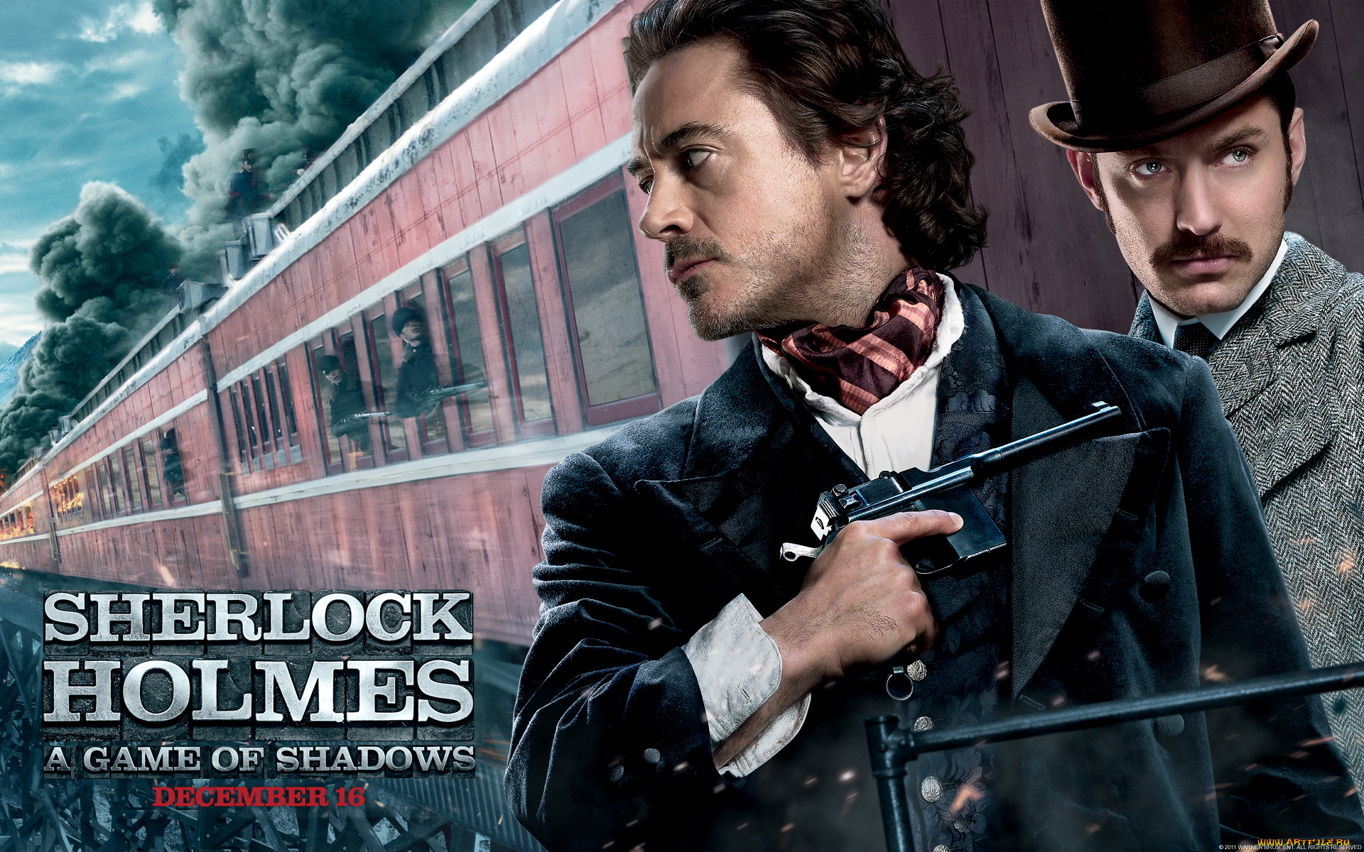 кино, фильмы, sherlock, holmes, game, of, shadows, дым, вагоны