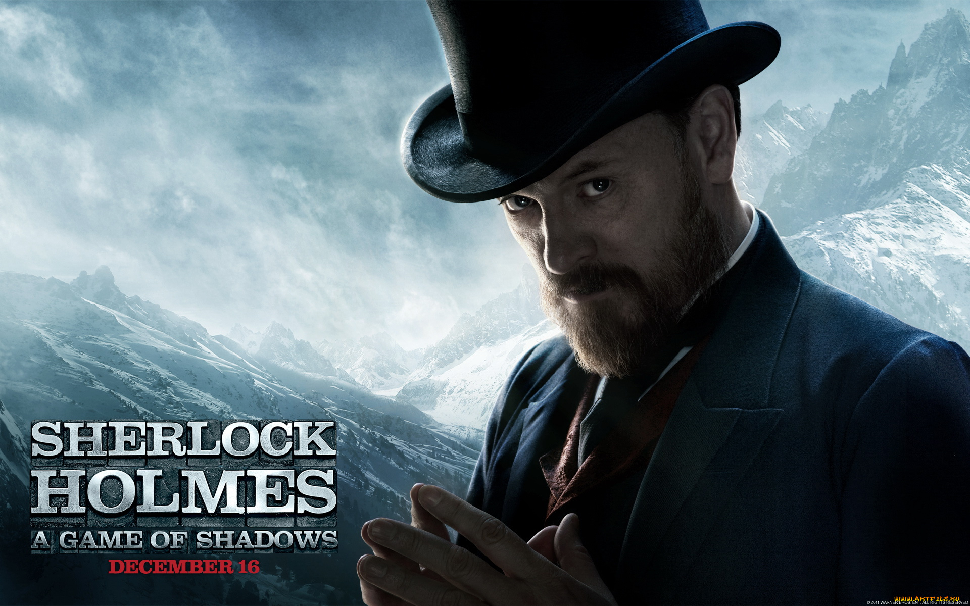 кино, фильмы, sherlock, holmes, game, of, shadows, горы, снег, облака