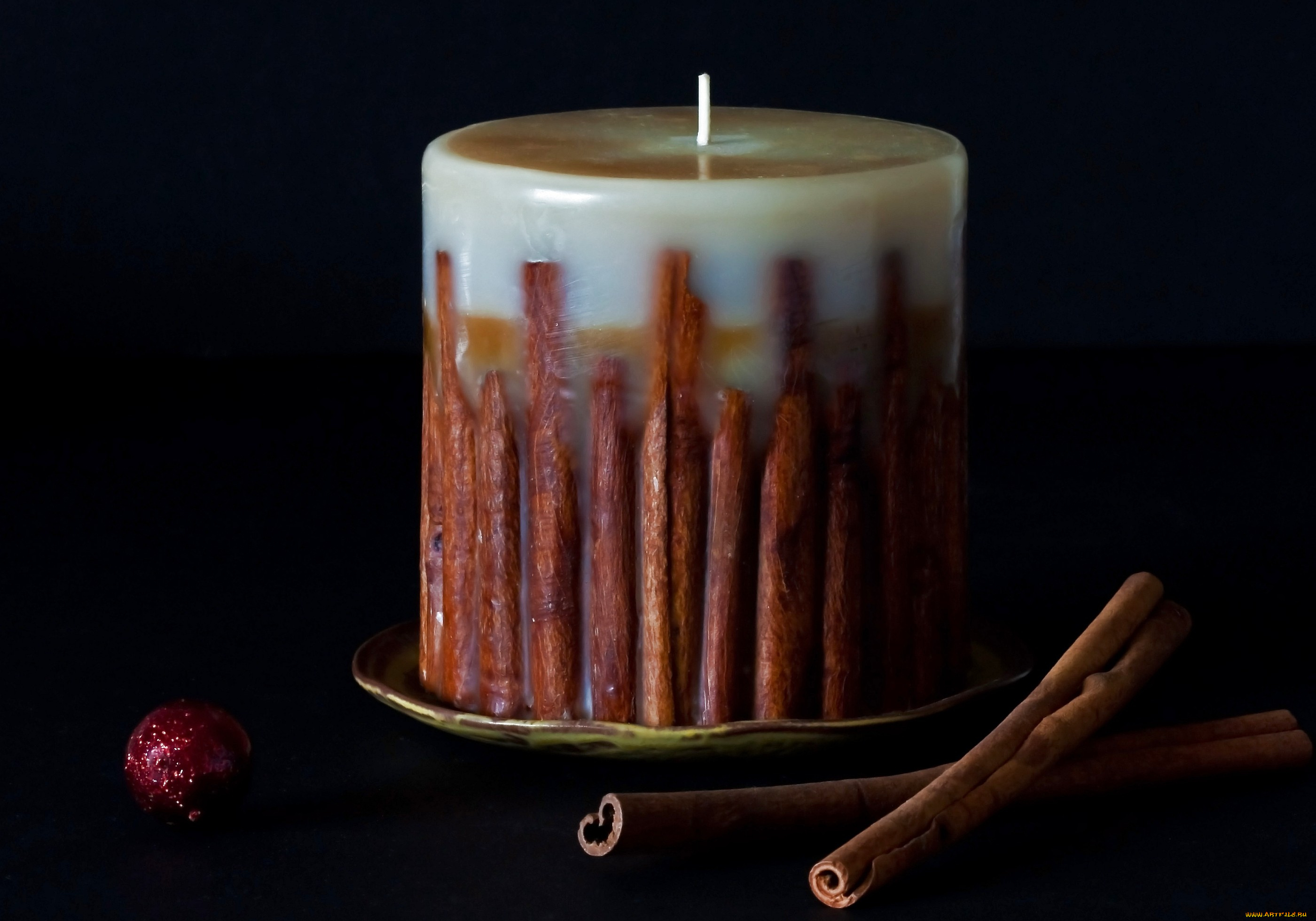 разное, свечи, корица, большой, свеча, фитиль