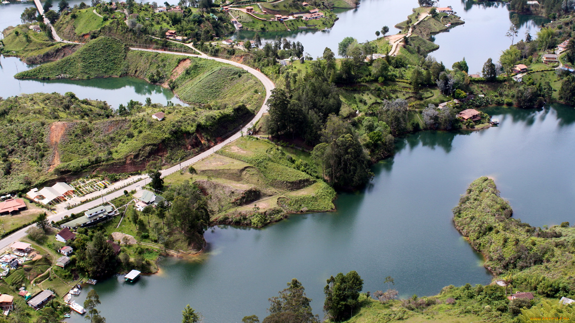 guatape, сolombia, города, пейзажи, пейзаж