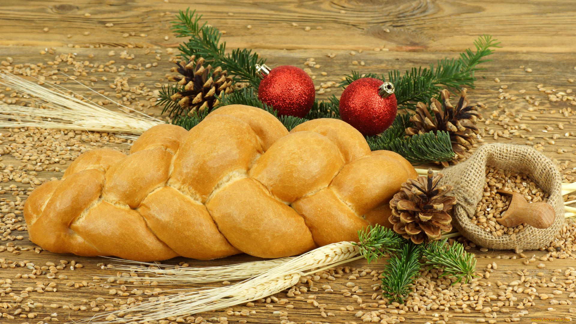 праздничные, угощения, колосья, шарики, плетёнка, шишки, семена