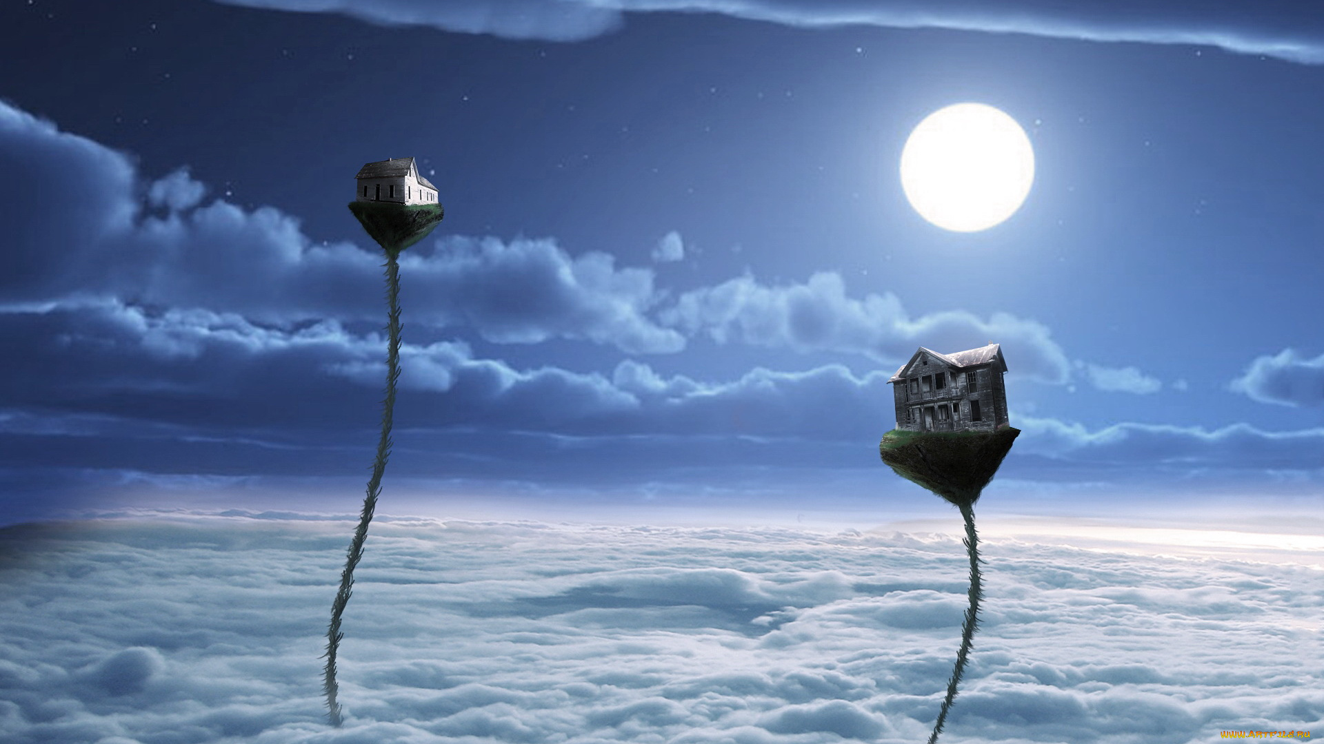 разное, компьютерный, дизайн, облака, дома