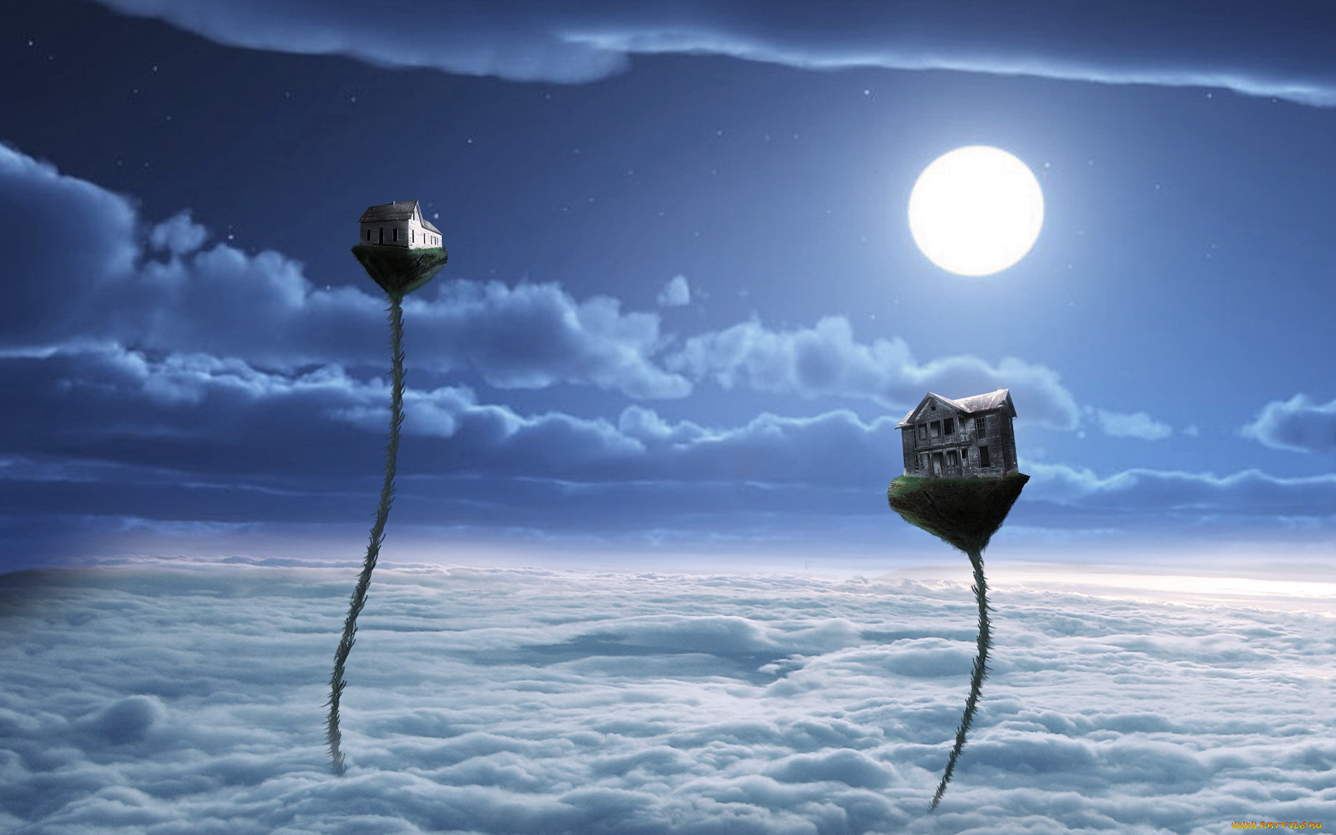 разное, компьютерный, дизайн, облака, дома