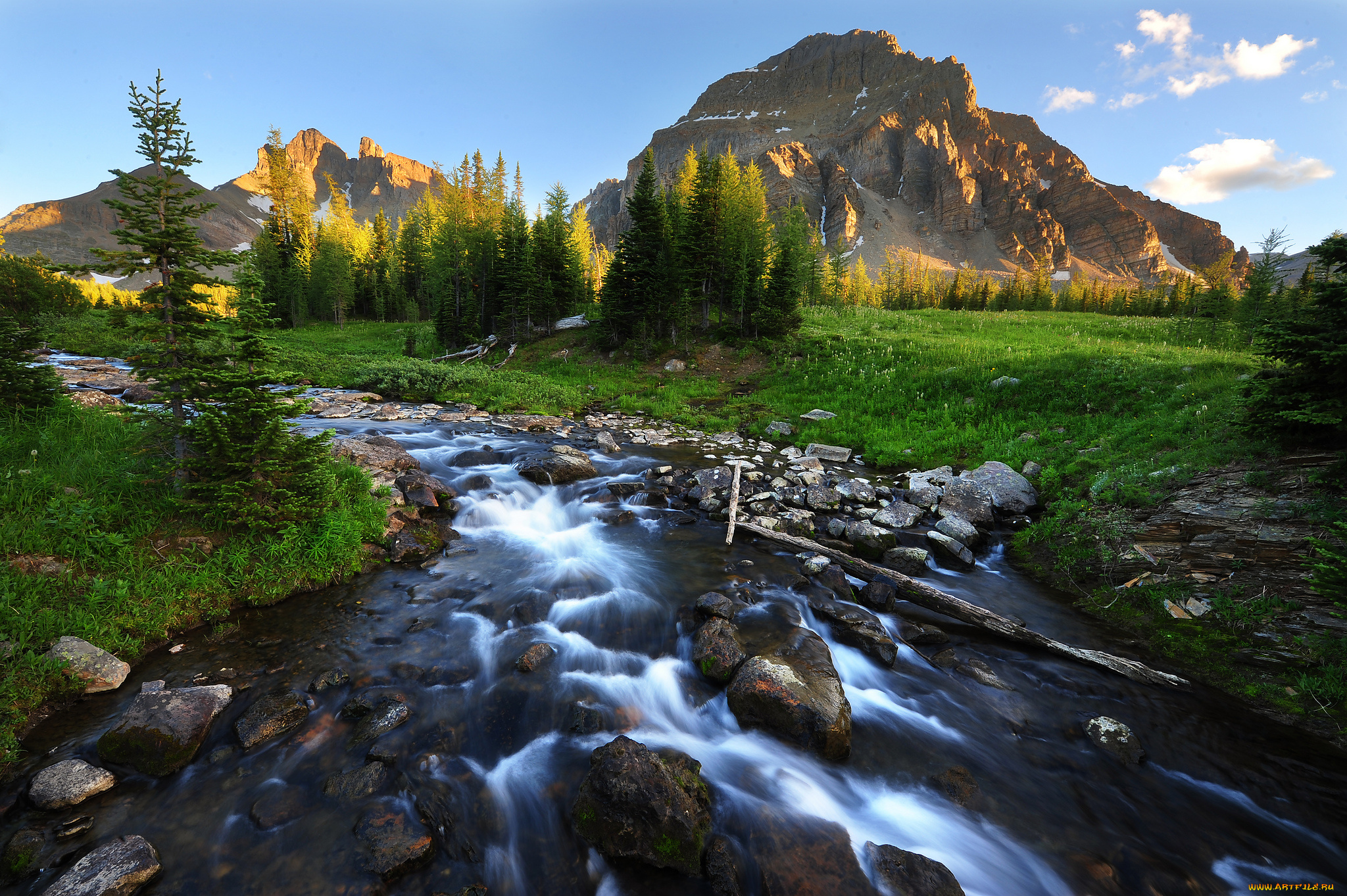 природа, реки, озера, деревья, камни, пейзаж, горы, речка