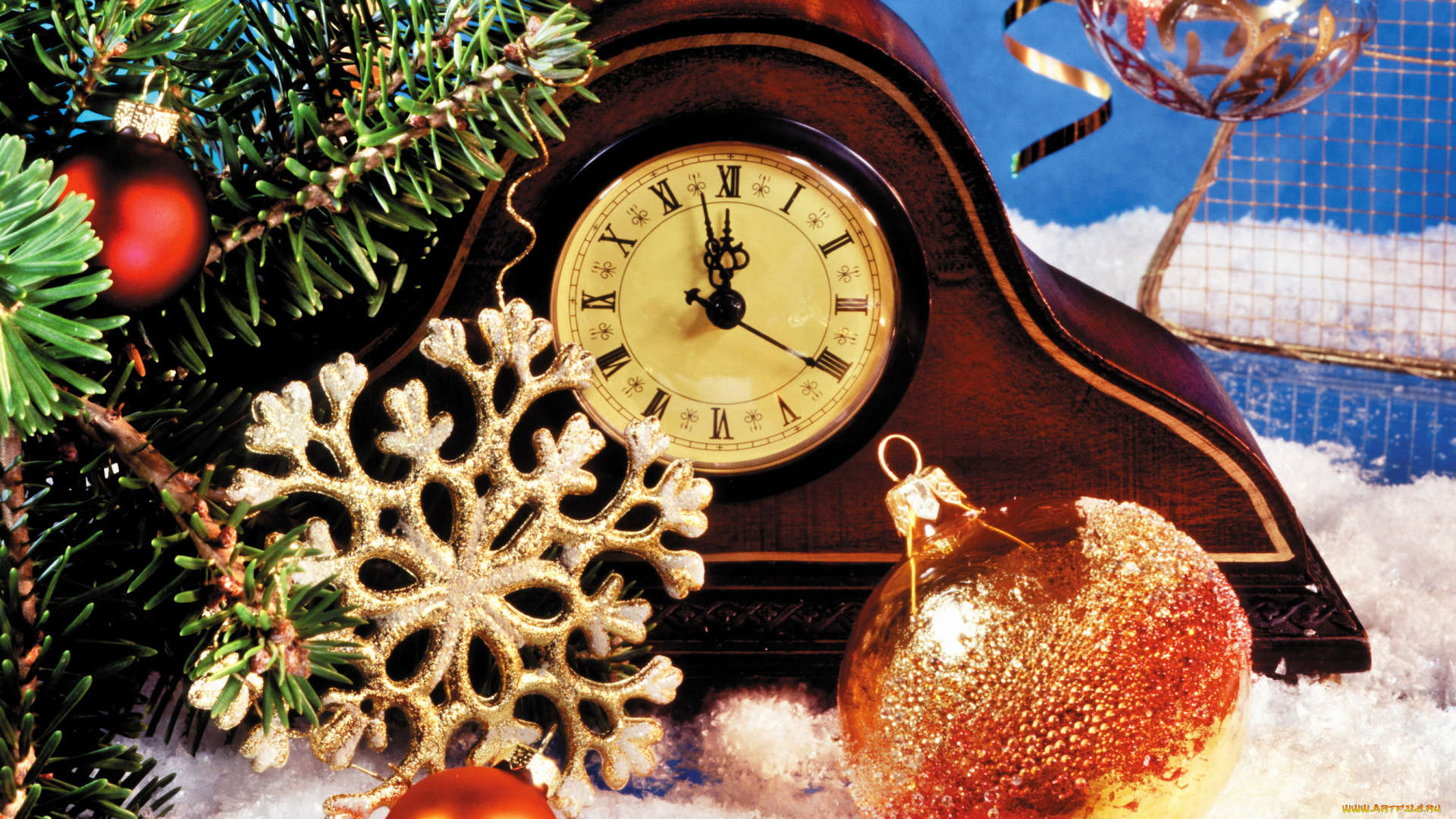 праздничные, -, разное, , новый, год, шарики, часы, мишура, новый, год