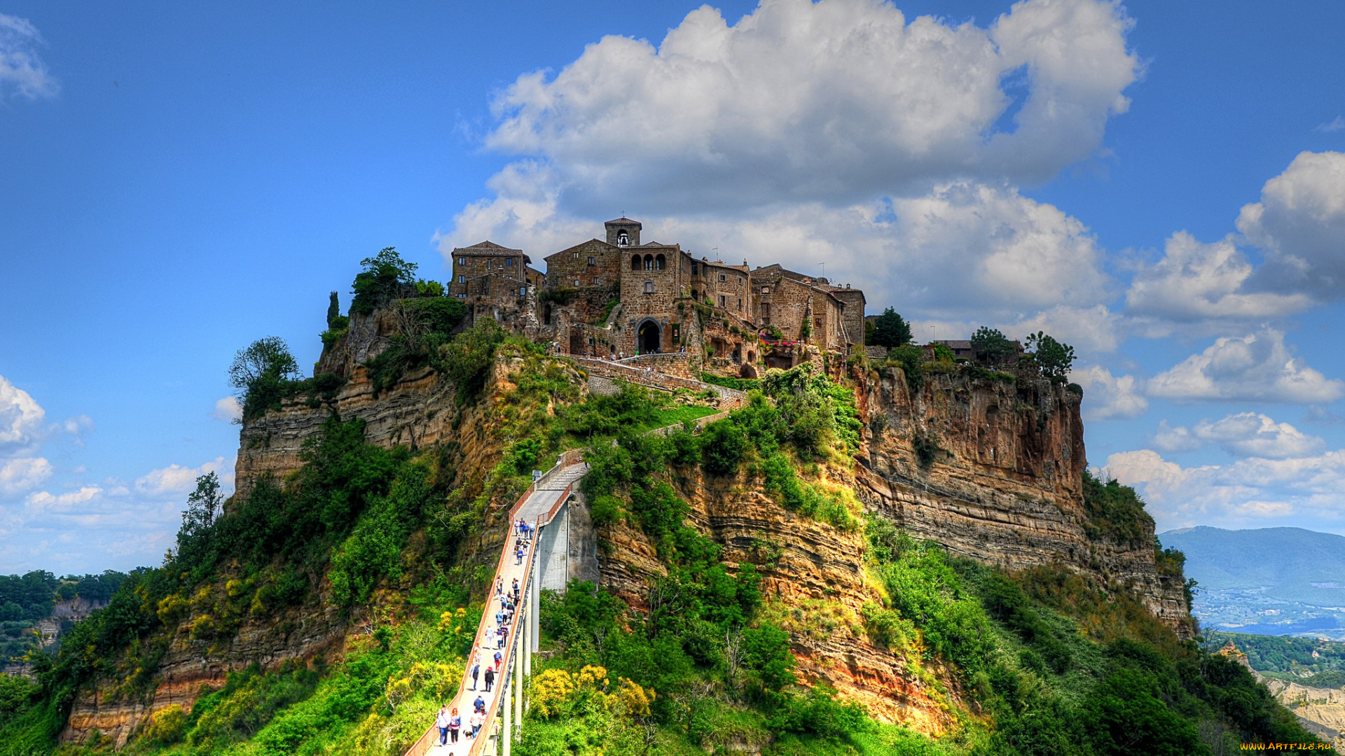 civita, di, bagnoregio, города, -, дворцы, , замки, , крепости, поселок, дорога, горы