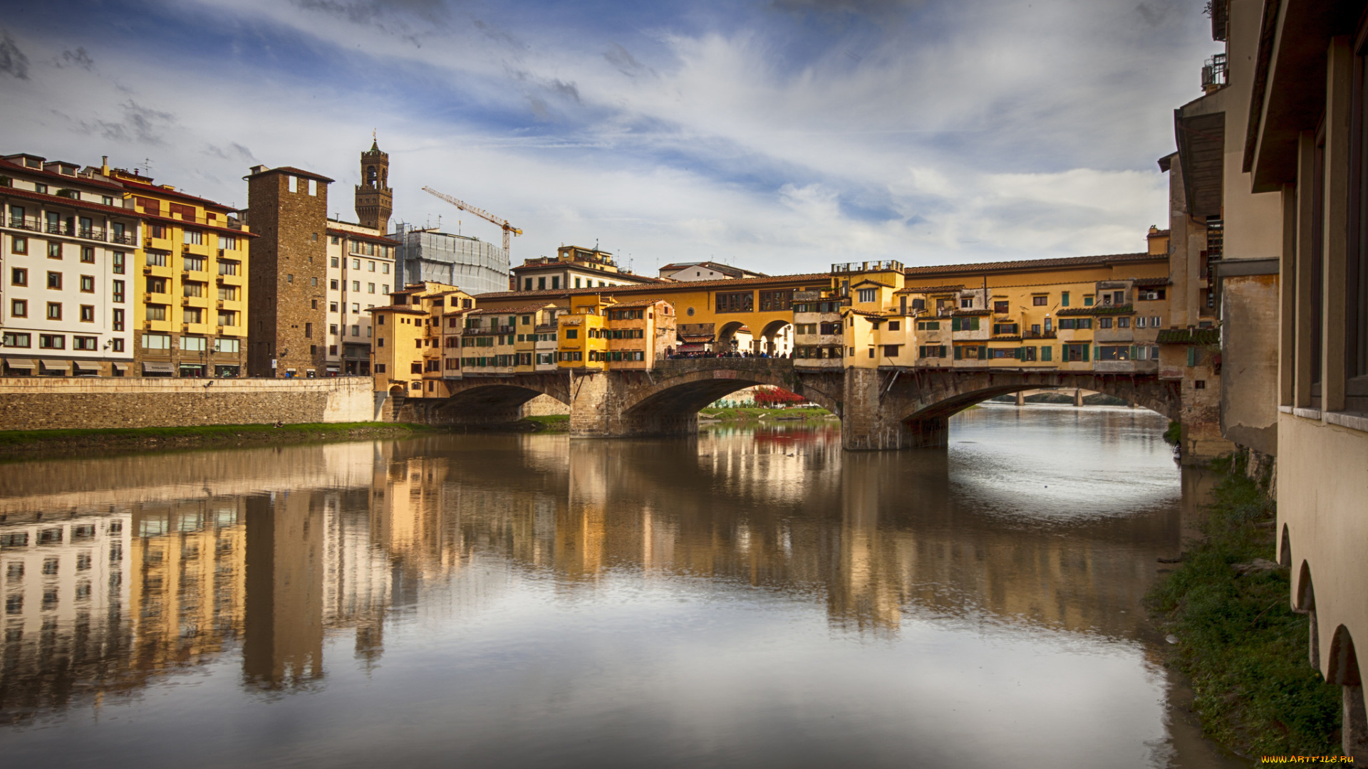 florence, города, флоренция, , италия, здания, мост, река