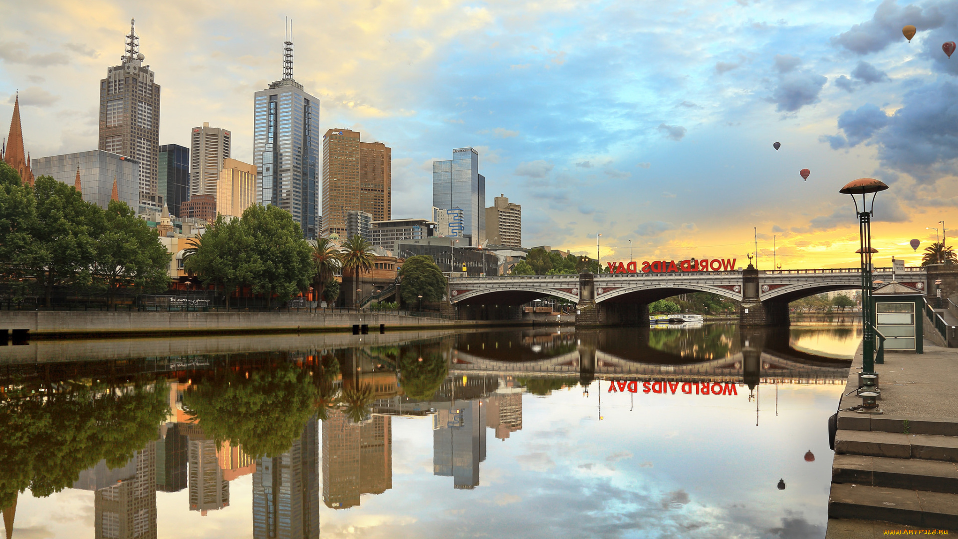 melbourne, city, города, мельбурн, , австралия, река, мост, здания