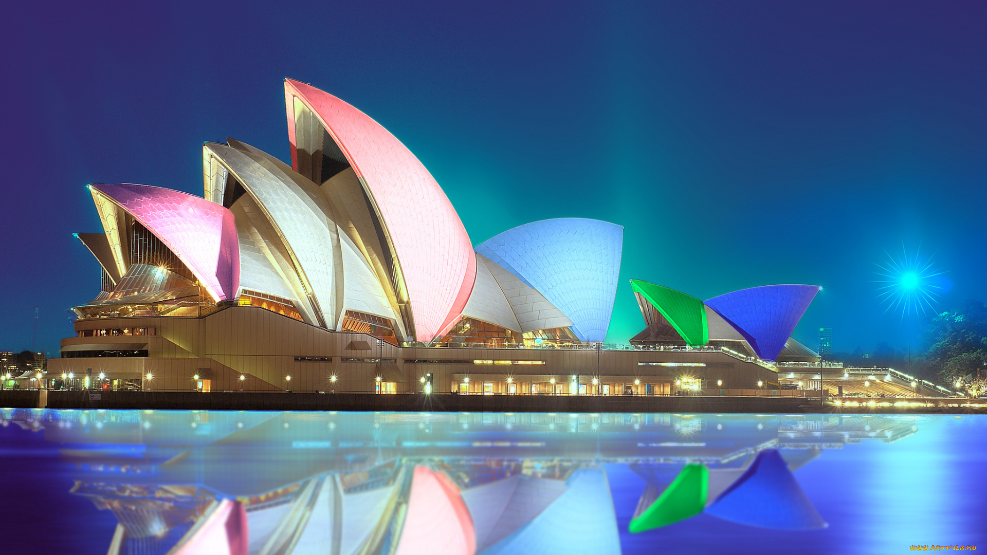 sydney, opera, house, города, сидней, , австралия, огни, опера, ночь, залв