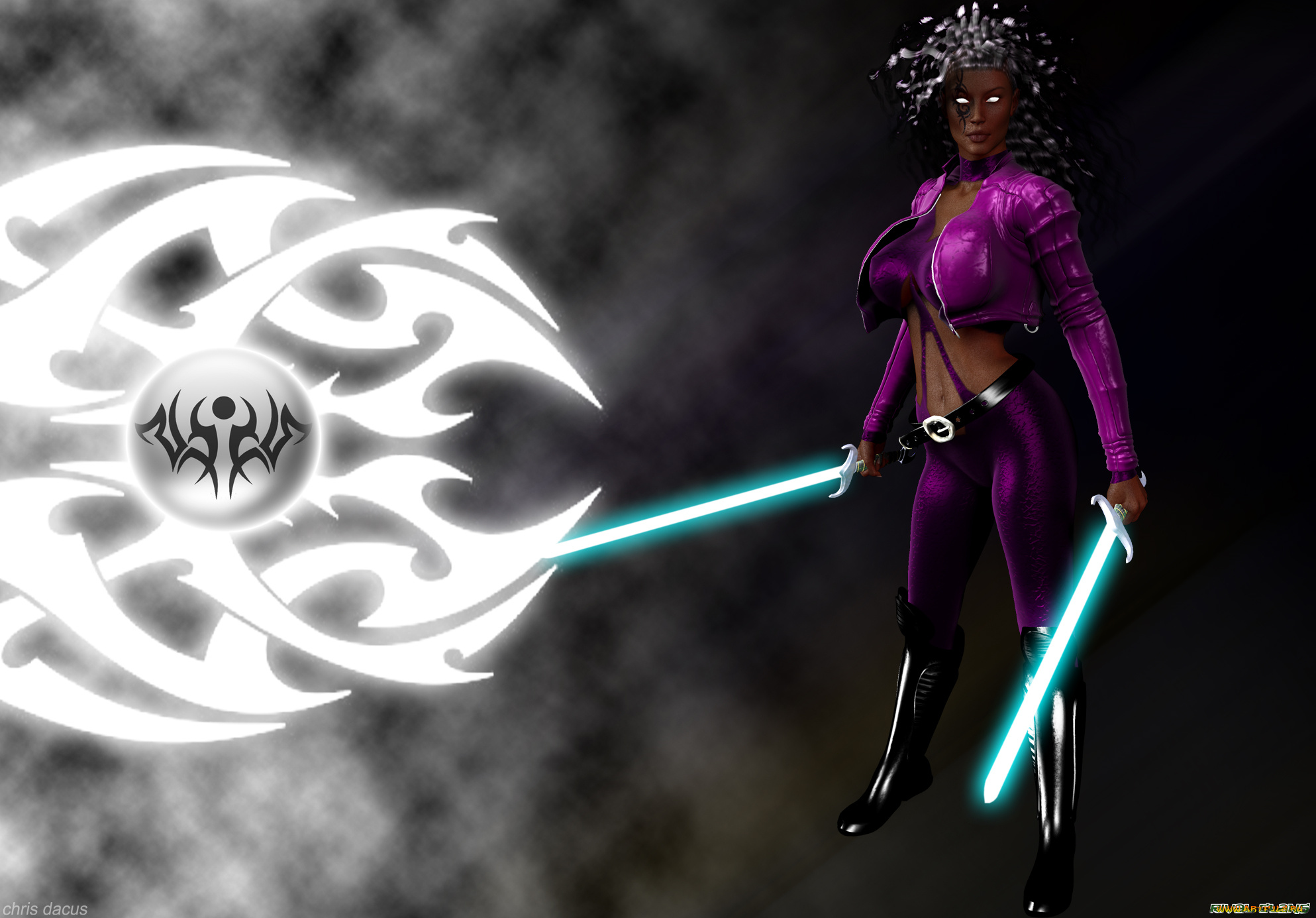 3д, графика, фантазия, , fantasy, знак, меч, фон, взгляд, девушка