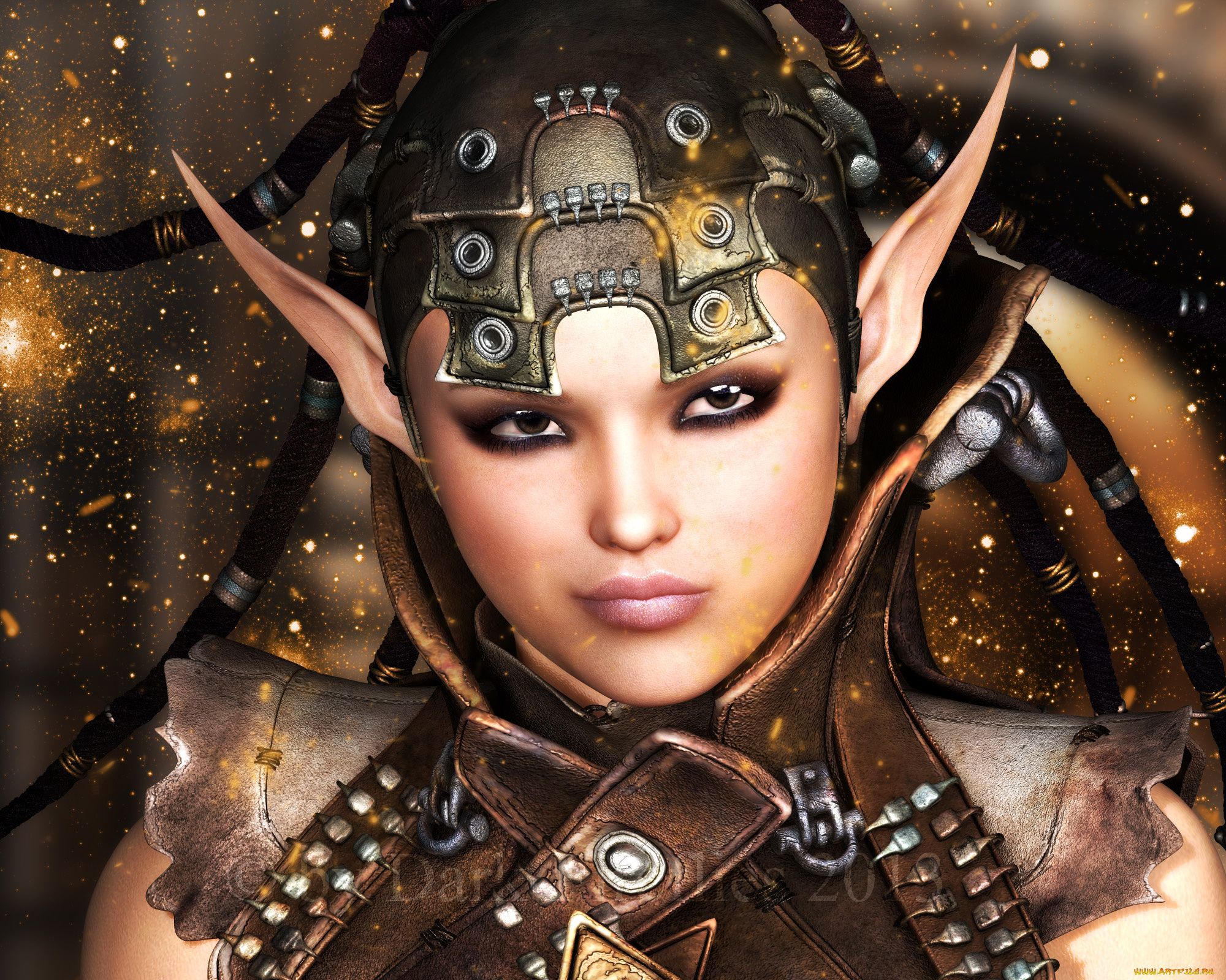 3д, графика, эльфы, , elves, фон, взгляд, эльфийка