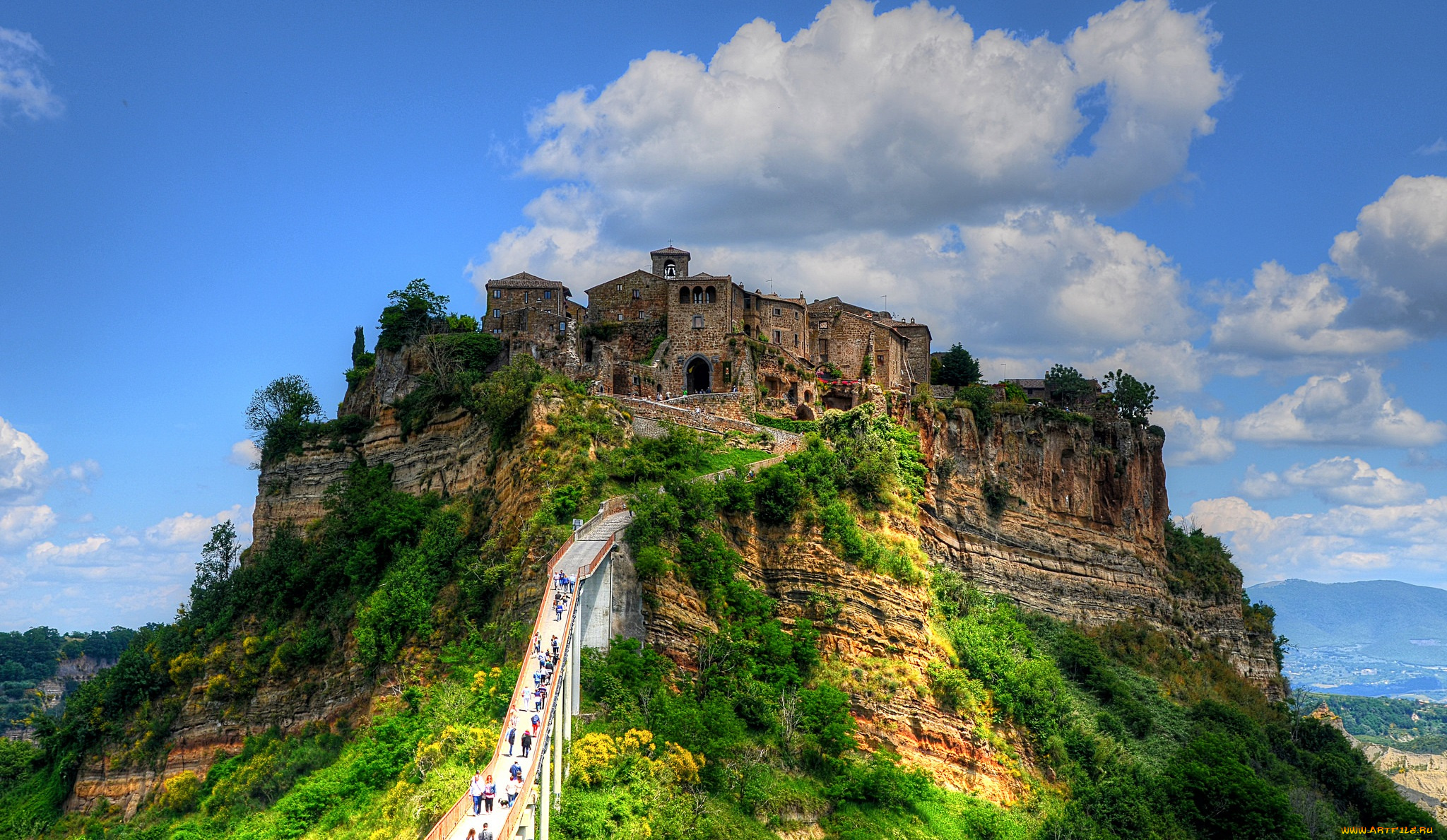 civita, di, bagnoregio, города, -, дворцы, , замки, , крепости, поселок, дорога, горы