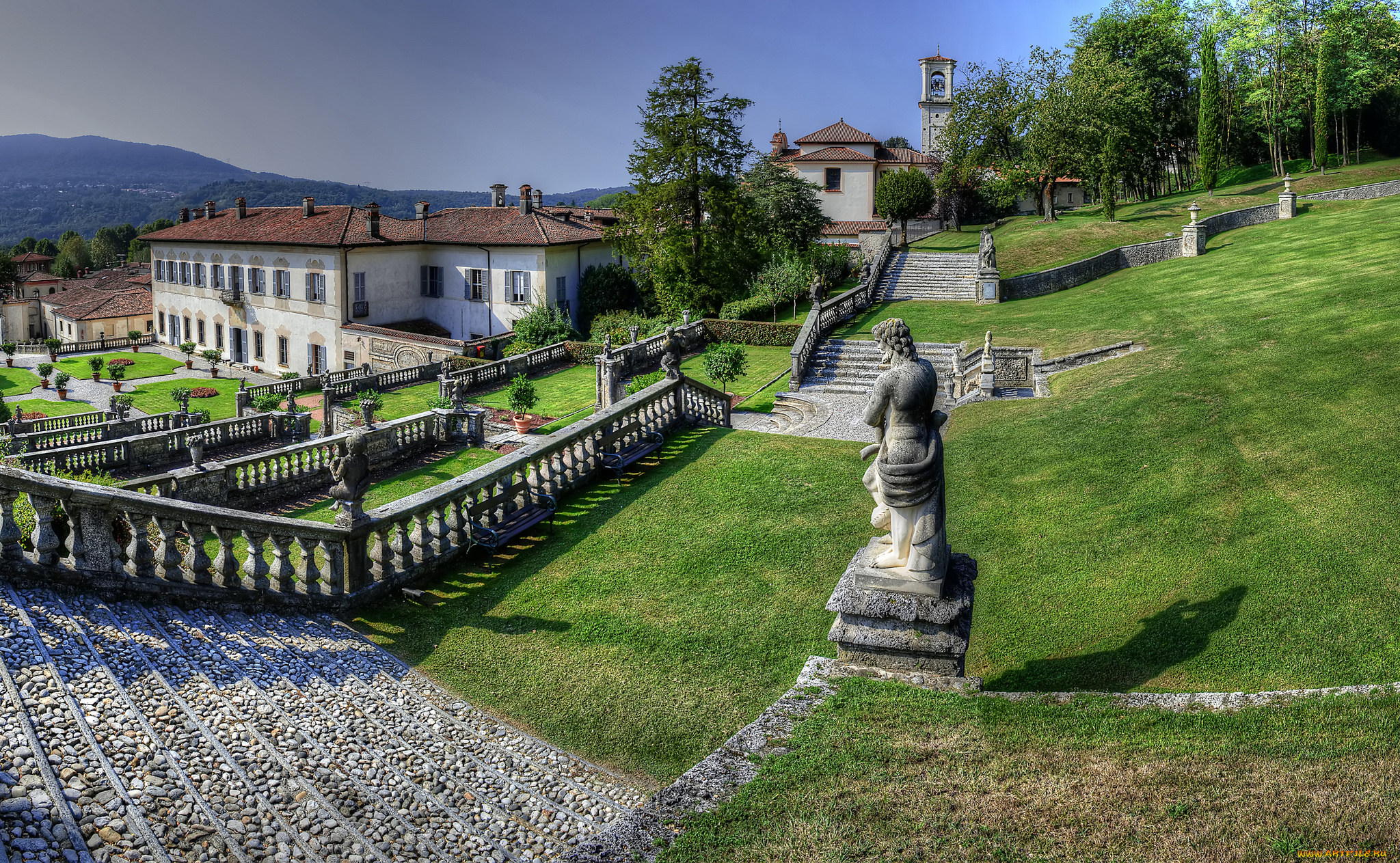 villa, bozzolo, города, -, пейзажи, вилла, лестница, парк