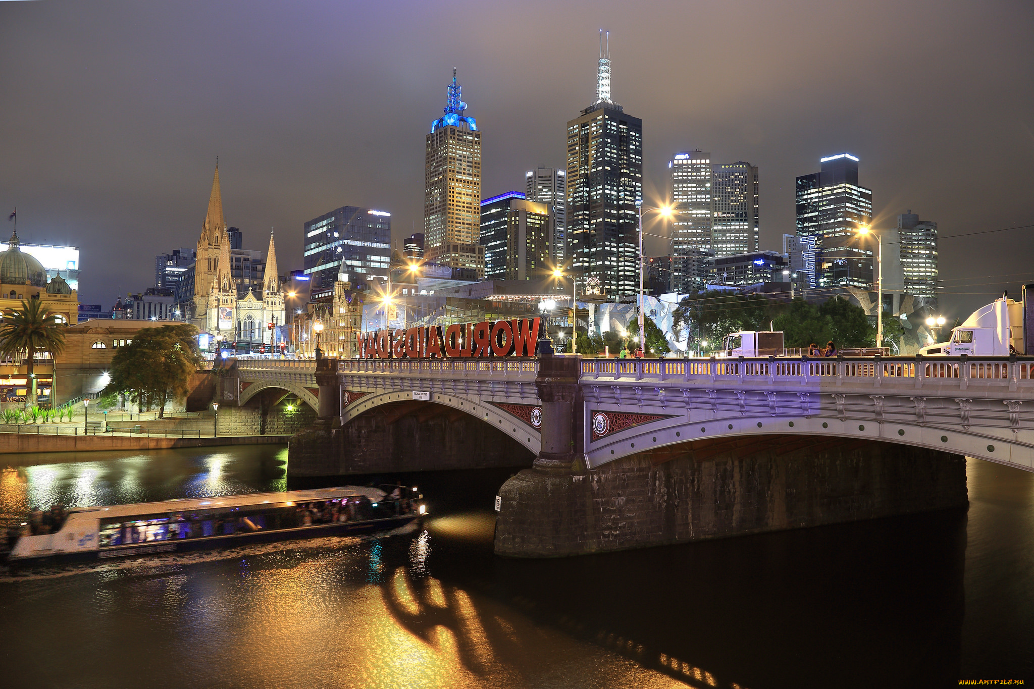 melbourne, city, города, мельбурн, , австралия, здания, река, мост