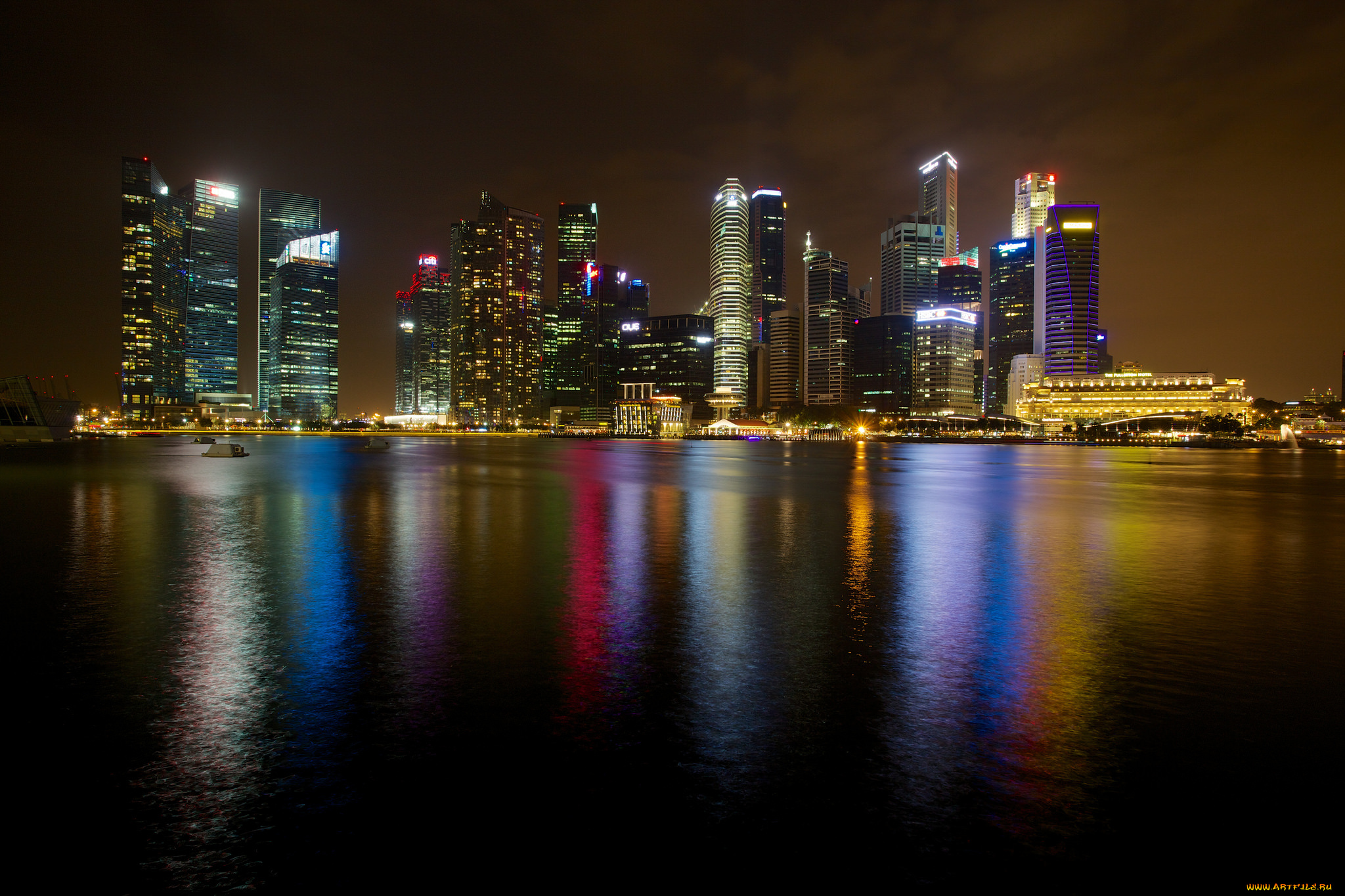 singapore, города, сингапур, , сингапур, огни, небоскребы, ночь, океан