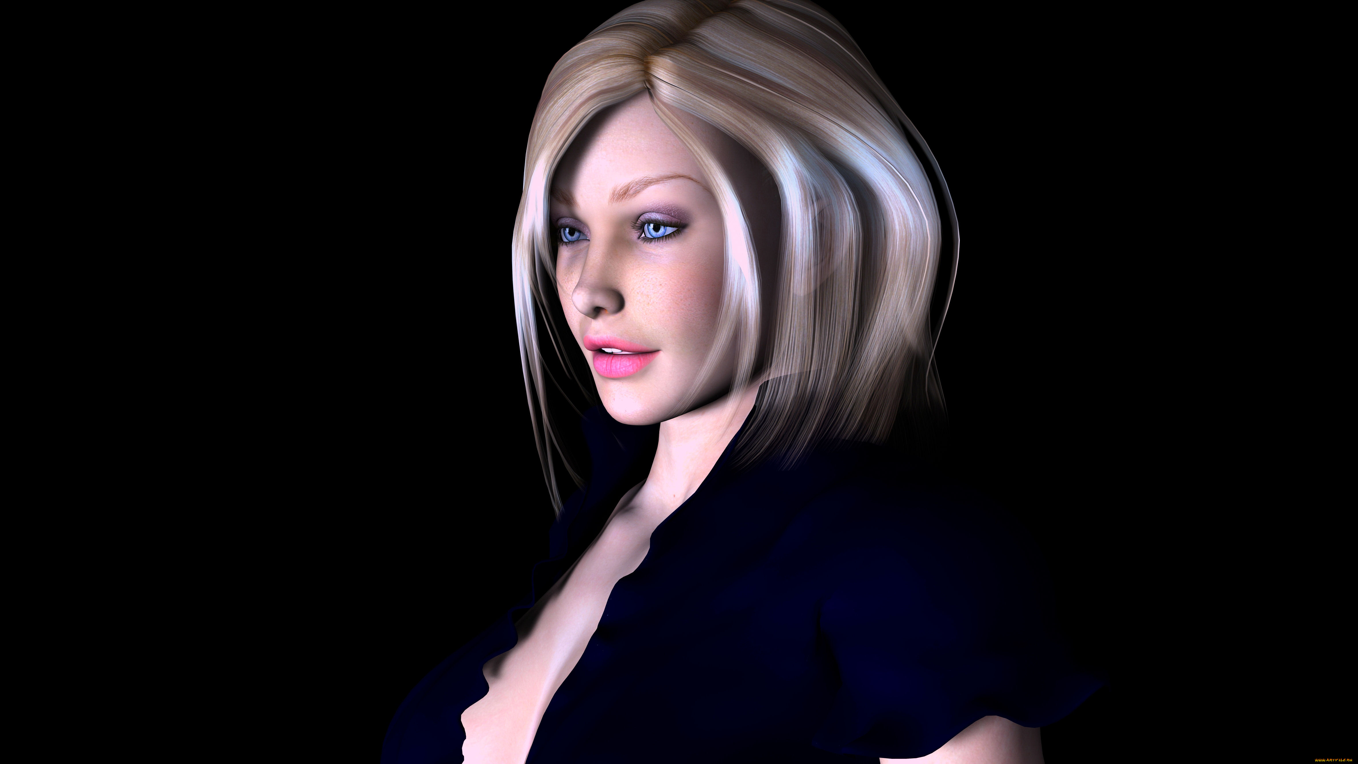 3д, графика, портрет, , portraits, девушка, взгляд, фон, блондинка