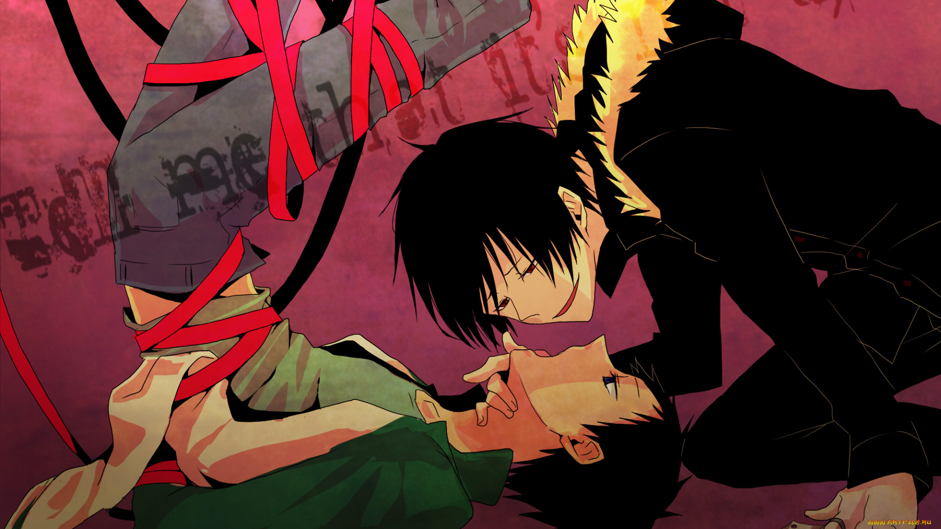 аниме, durarara, изая, орихара, микадо, парни