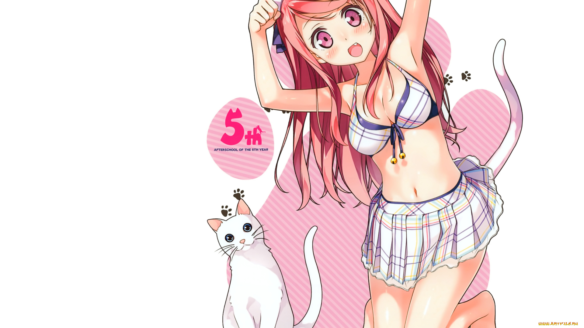 аниме, kantoku, , artbook, фон, девочка, кошка