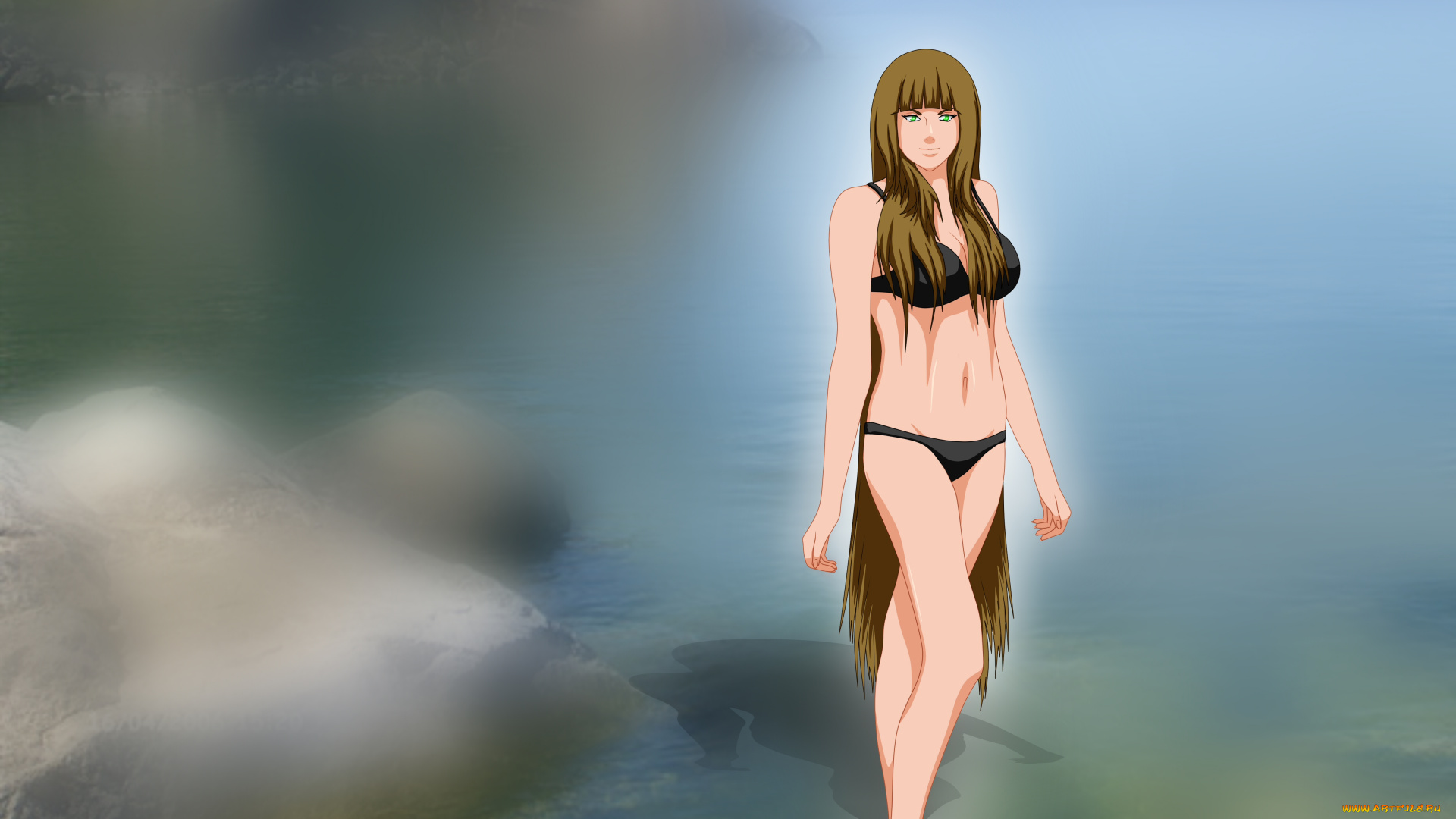 аниме, unknown, , другое, взгляд, фон, smal, девушка