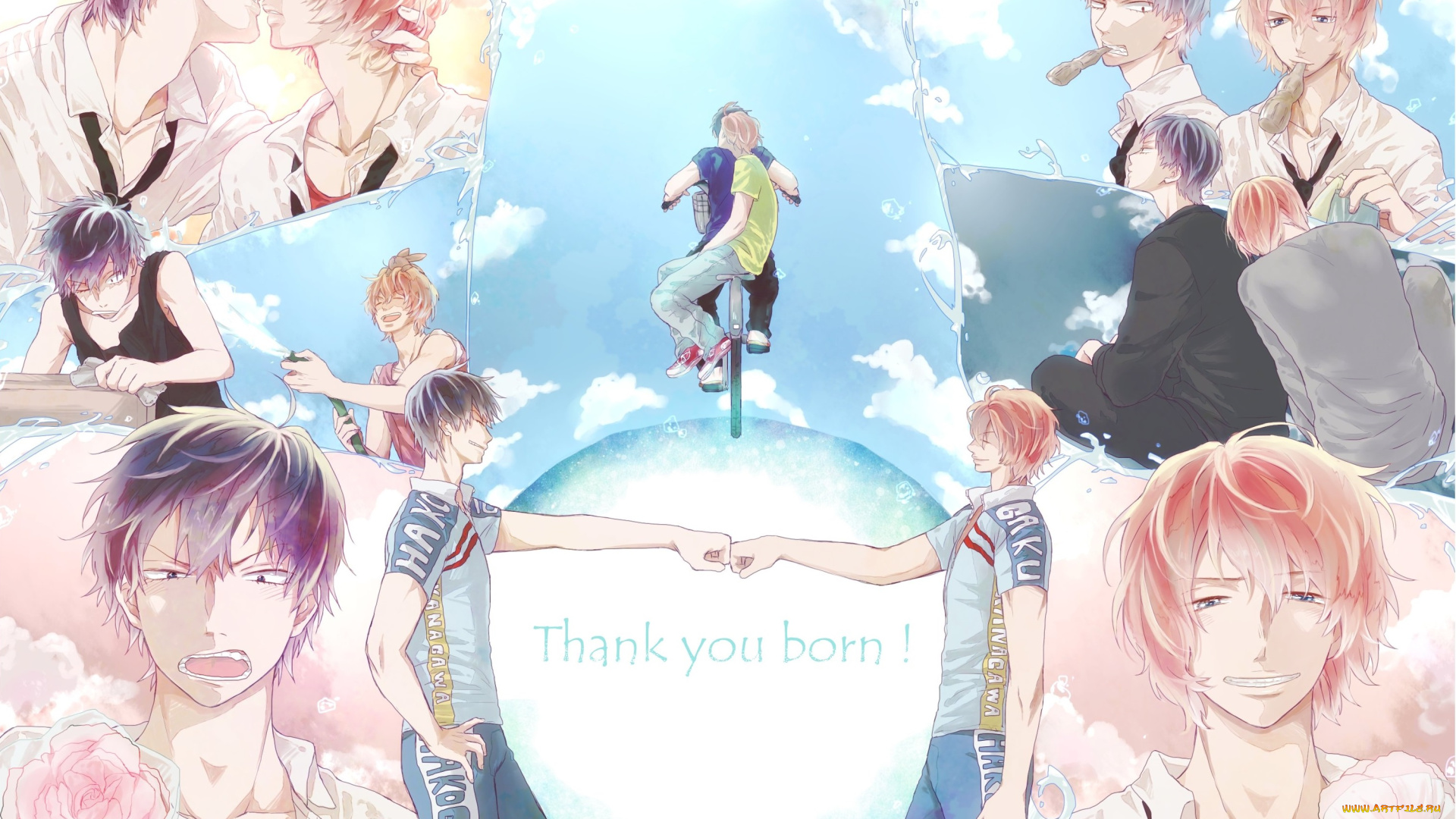 аниме, yowamushi, pedal, парни