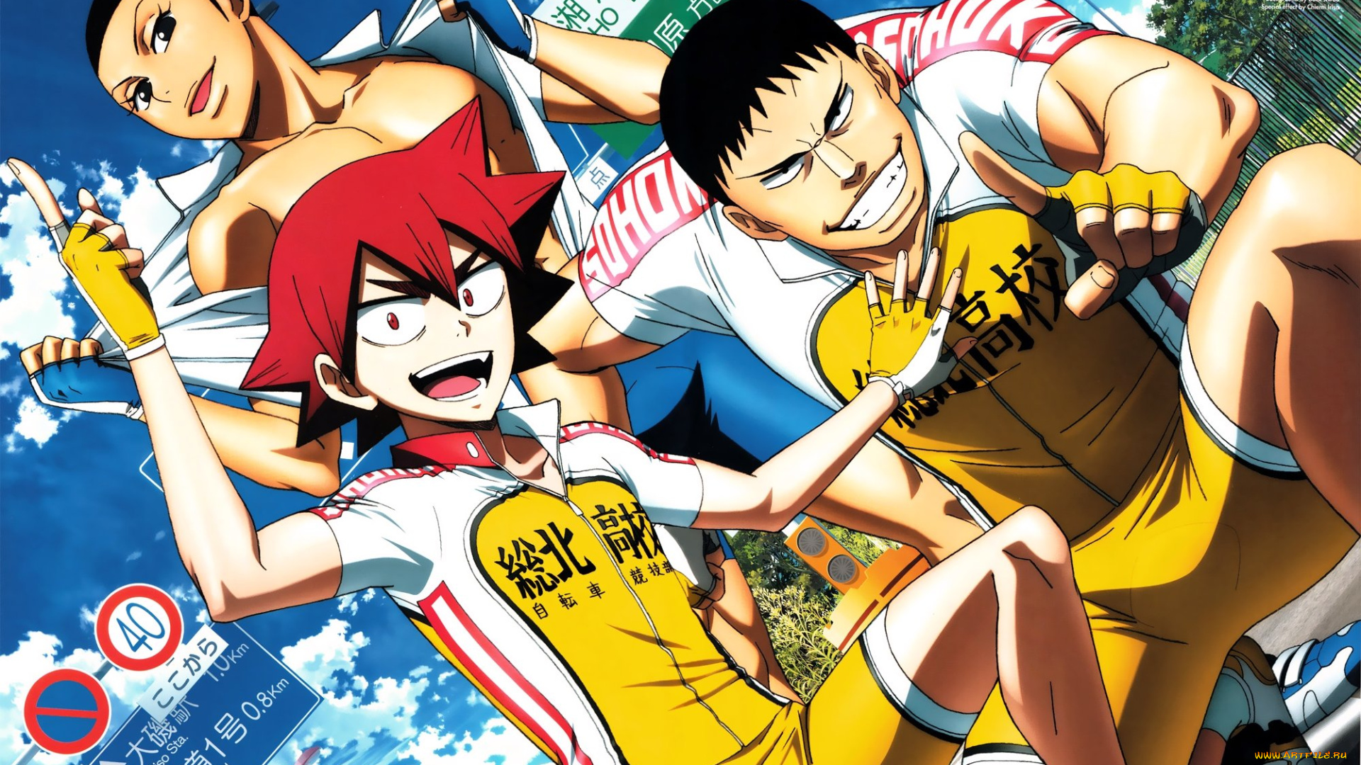 аниме, yowamushi, pedal, парни, фон, группа