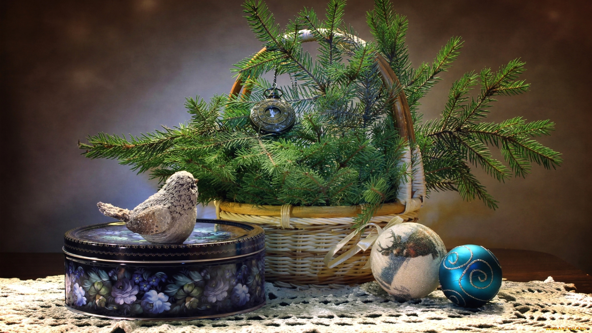 праздничные, -, разное, , новый, год, птичка, коробка, игрушки, ель