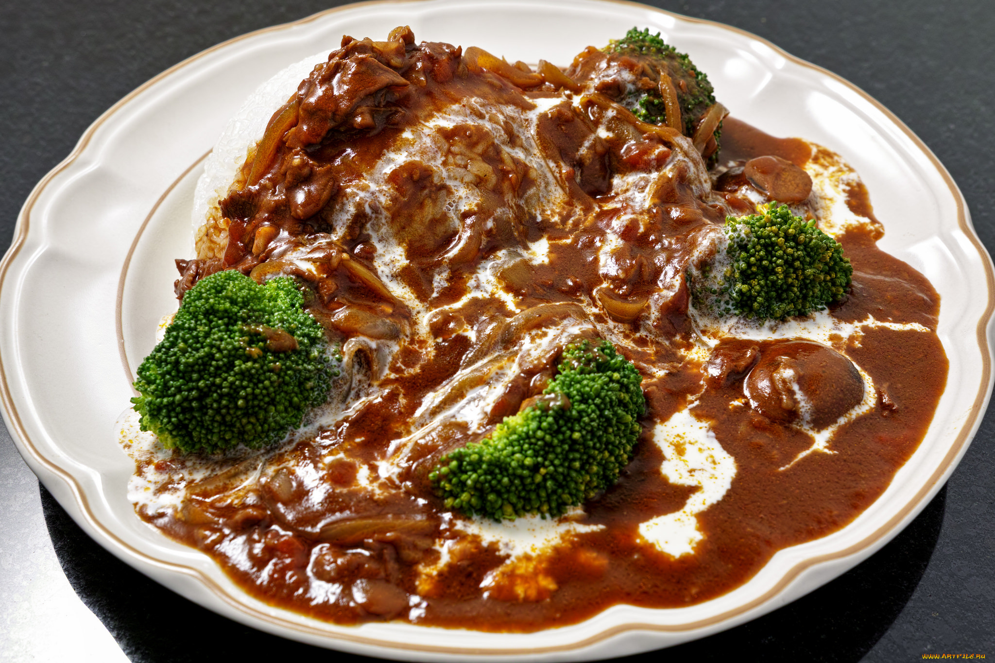 еда, мясные, блюда, мясо, соус, овощи