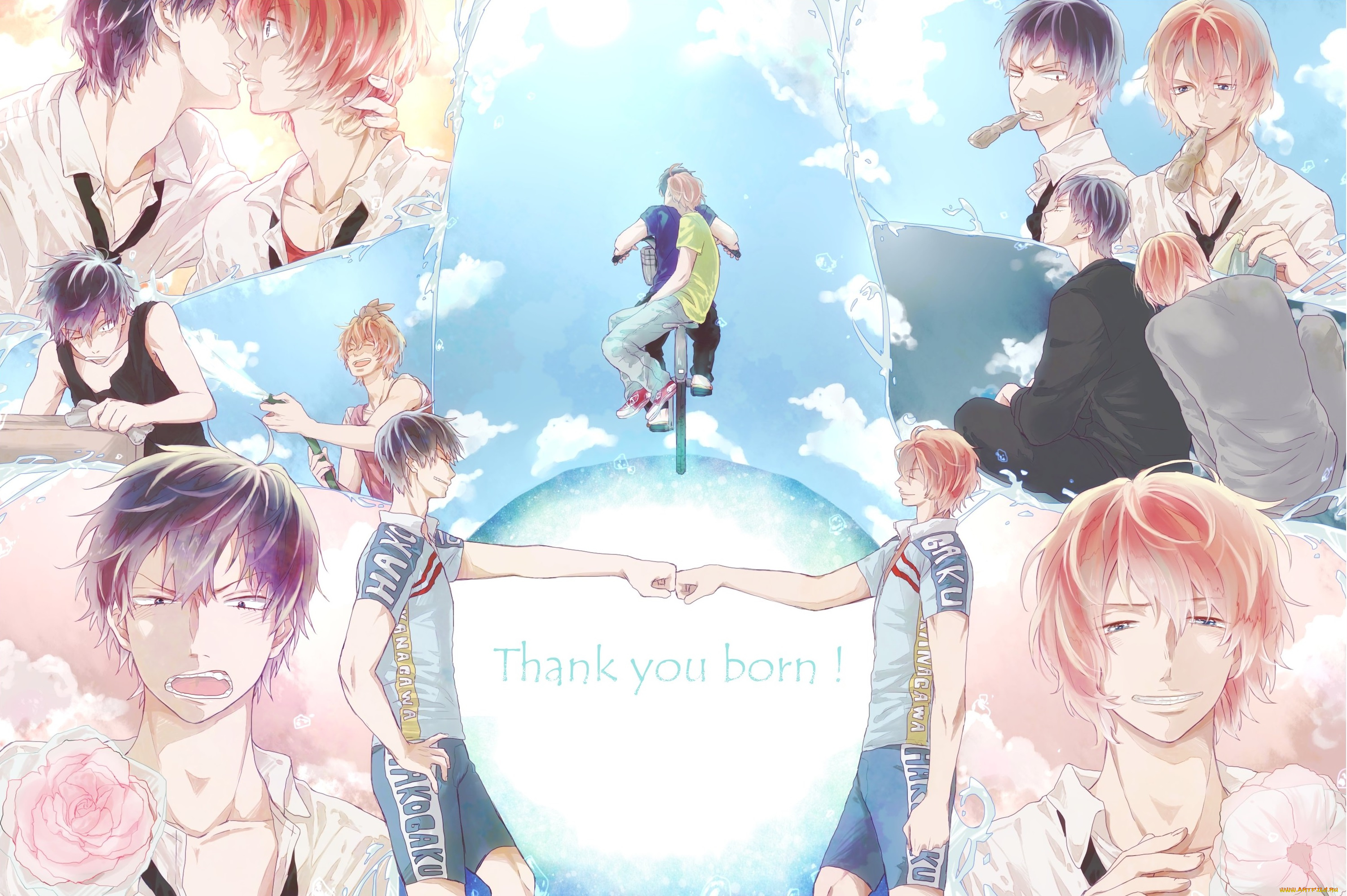 аниме, yowamushi, pedal, парни