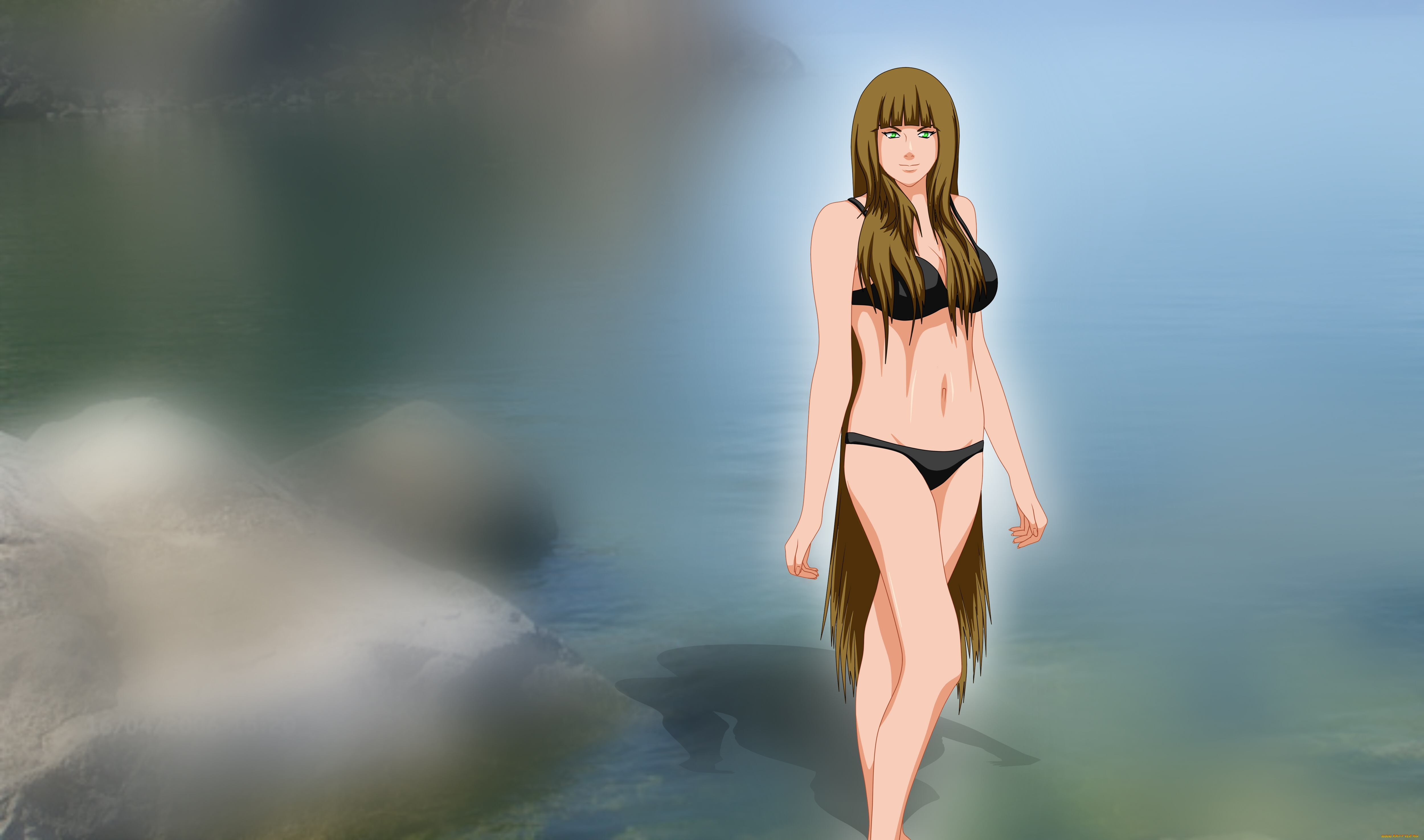 аниме, unknown, , другое, взгляд, фон, smal, девушка