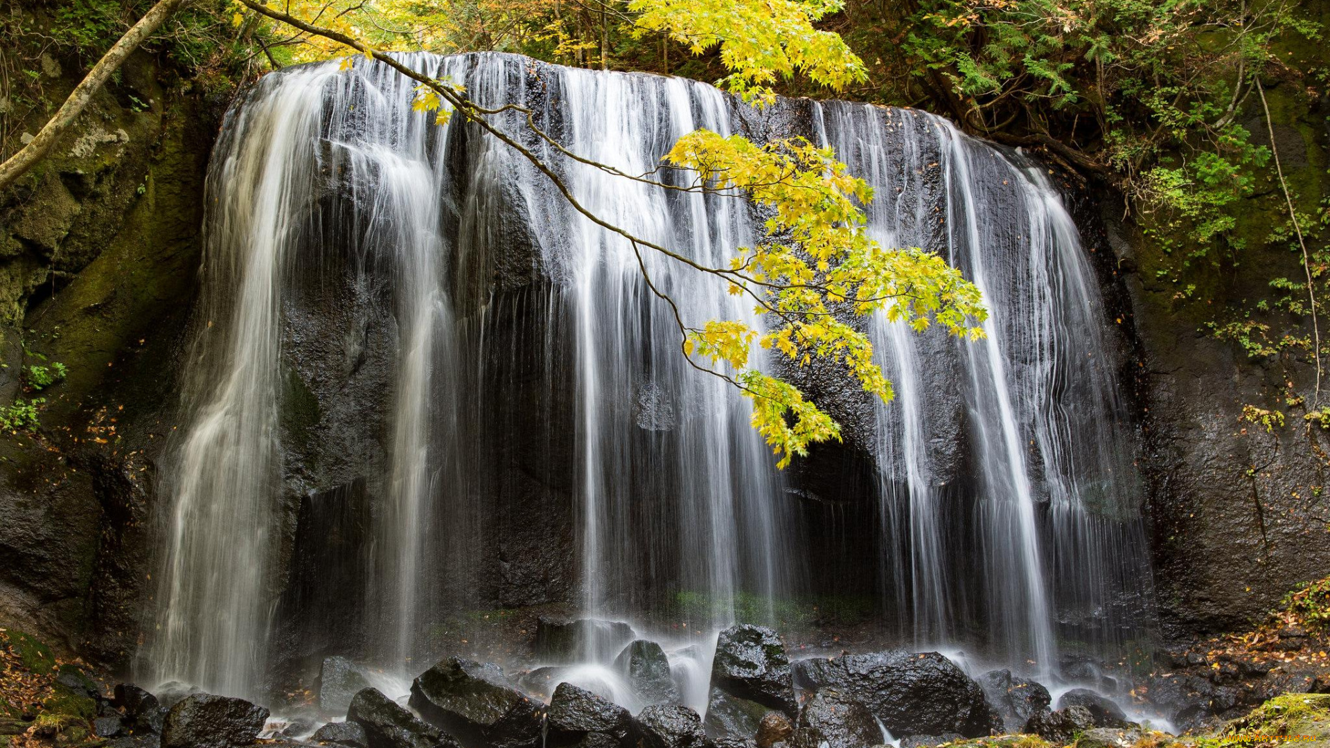 природа, водопады, скала, поток