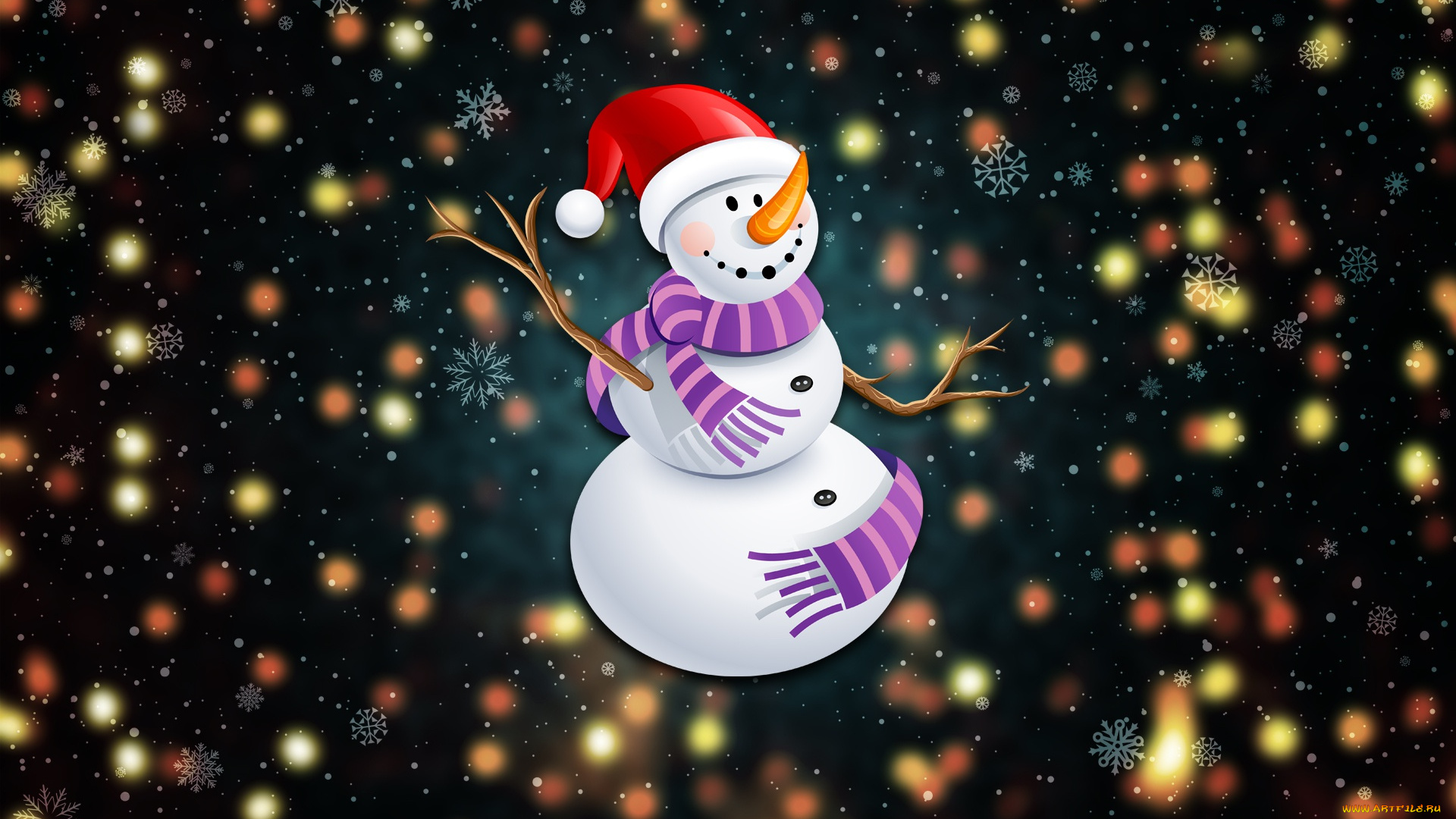 праздничные, векторная, графика, , новый, год, фон, настроение, праздник, огни, минимализм, зима, снег, снеговик, новый, год