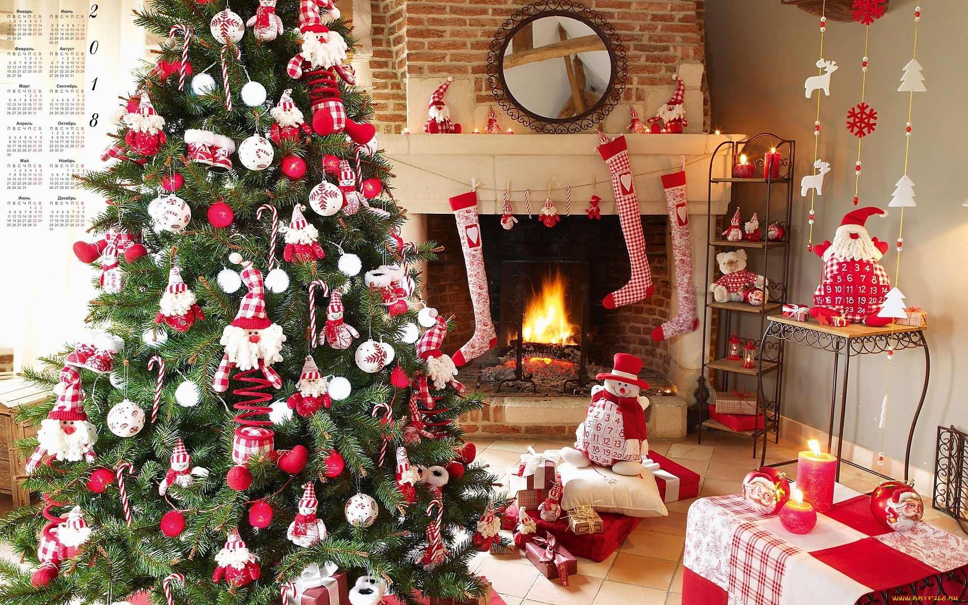 календари, праздники, , салюты, свеча, камин, елка, 2018, игрушка