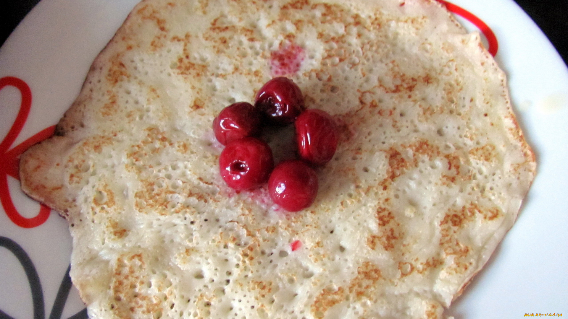 еда, блины, , оладьи, блинчик, вишни