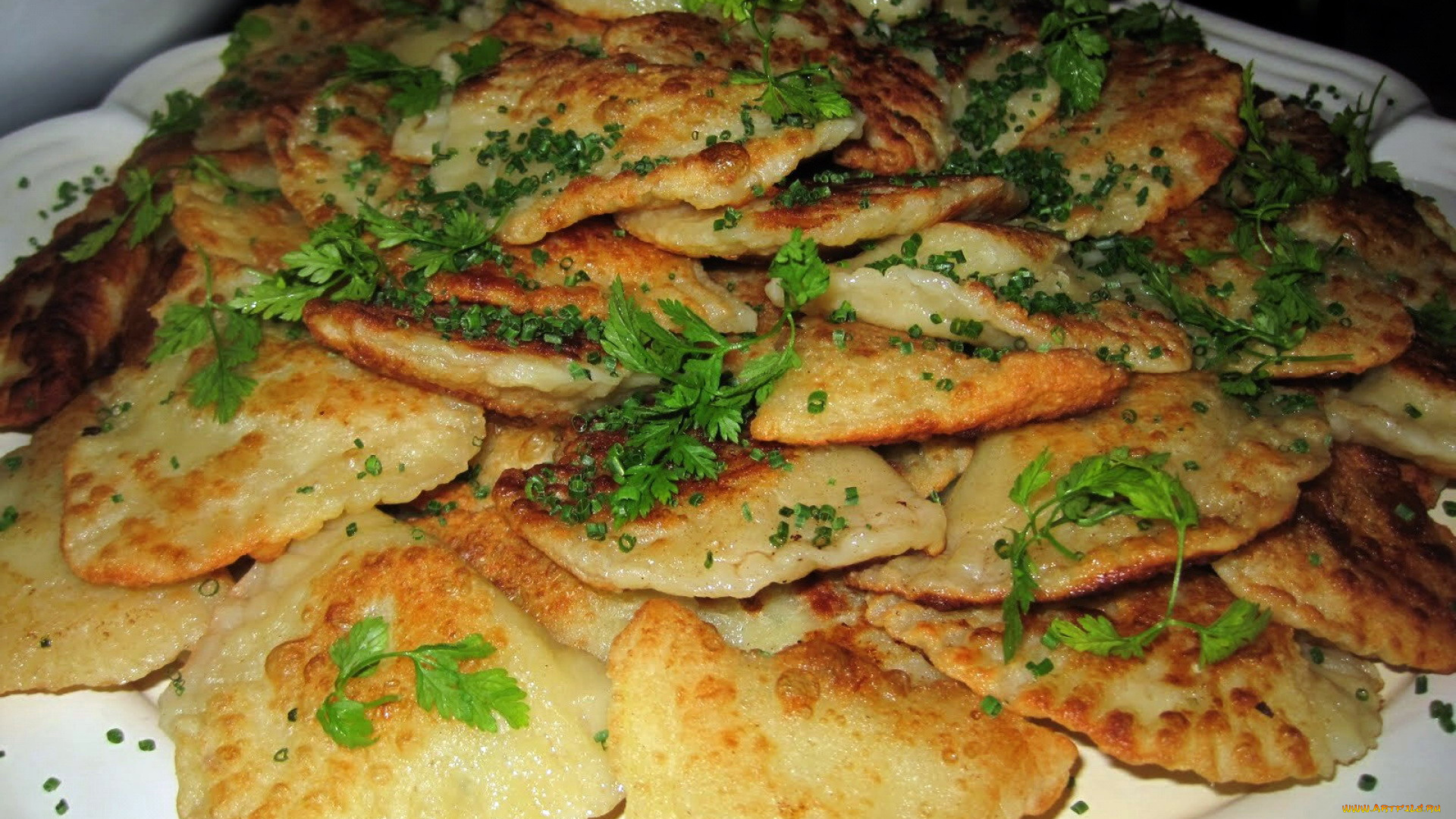 еда, блины, , оладьи, зелень, оладьи