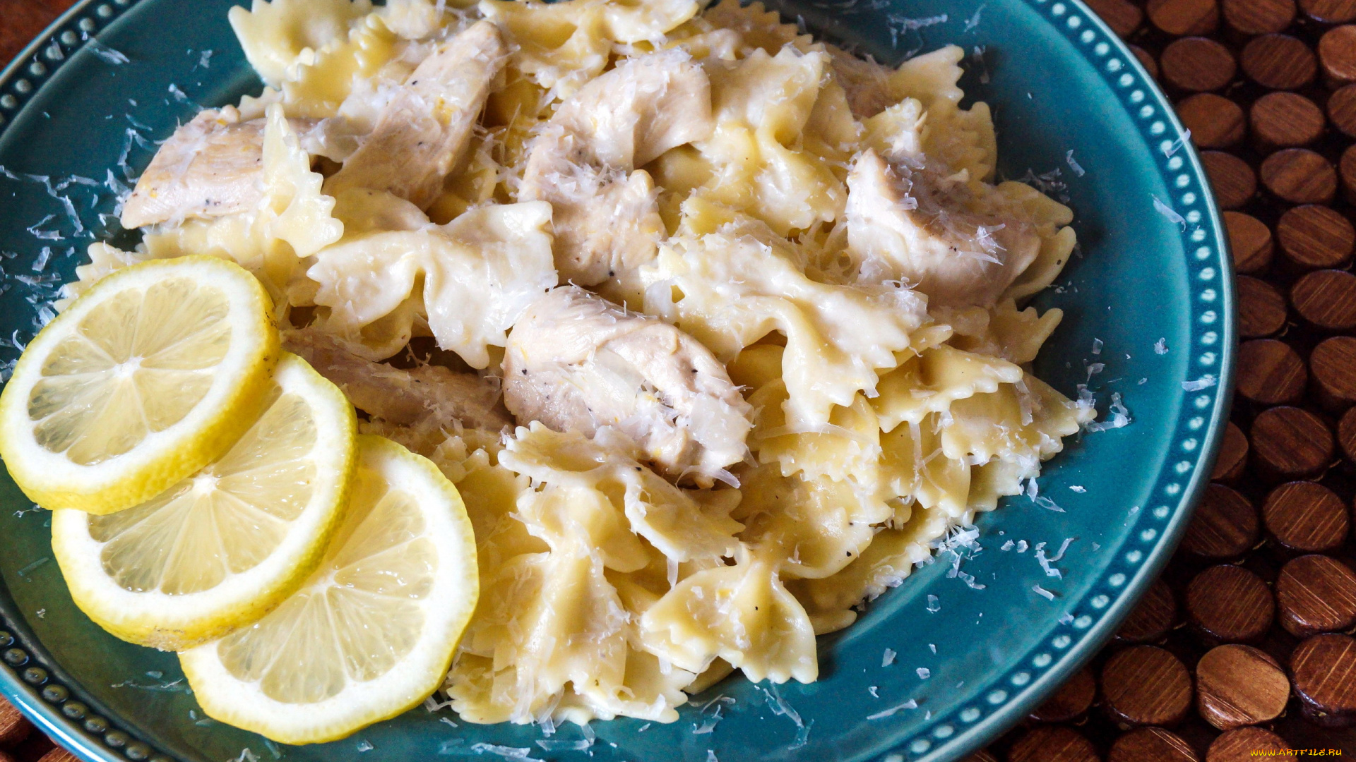 еда, макаронные, блюда, лимон, бантики, паста, макароны