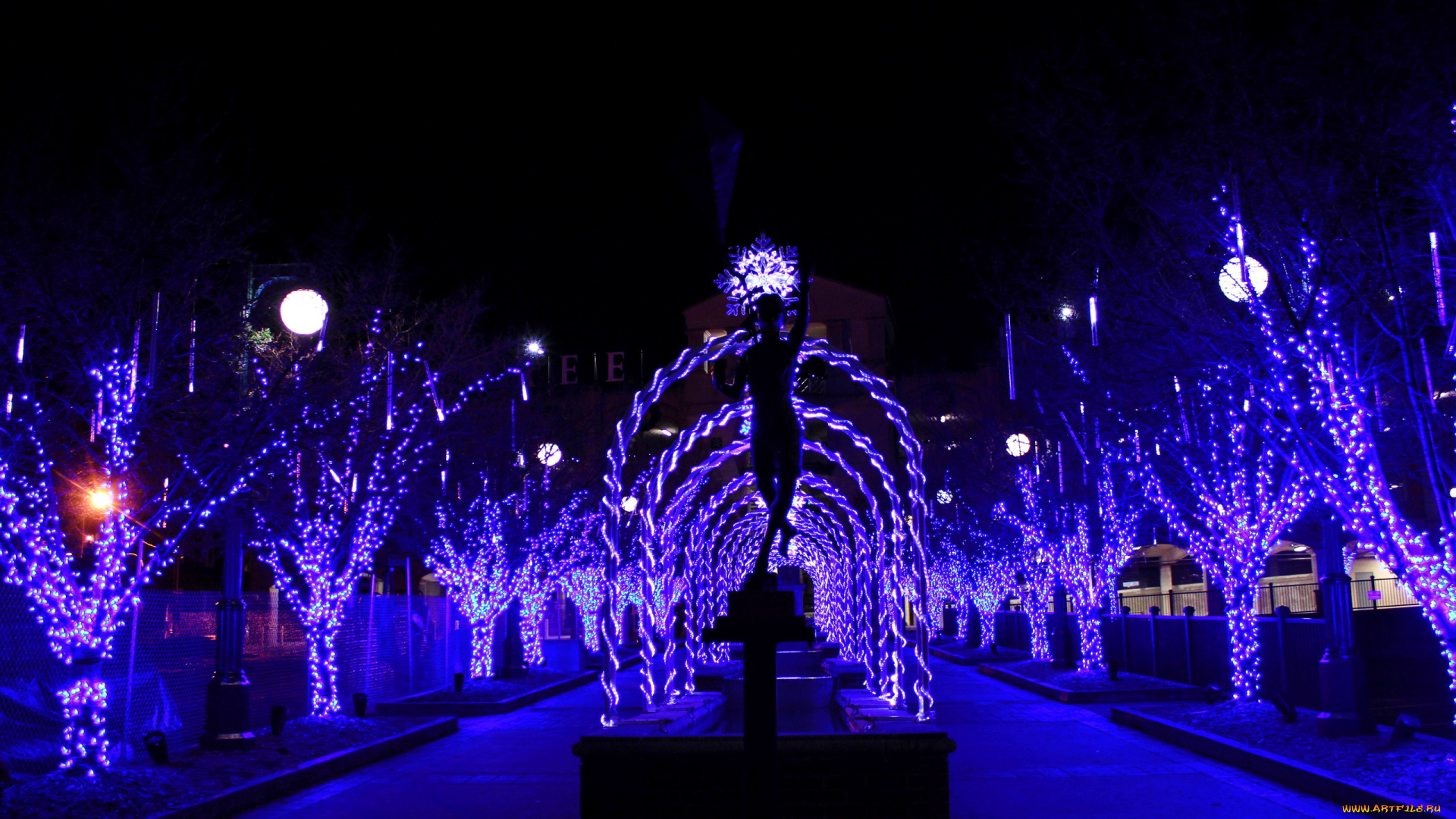 праздничные, новогодние, пейзажи, иллюминация