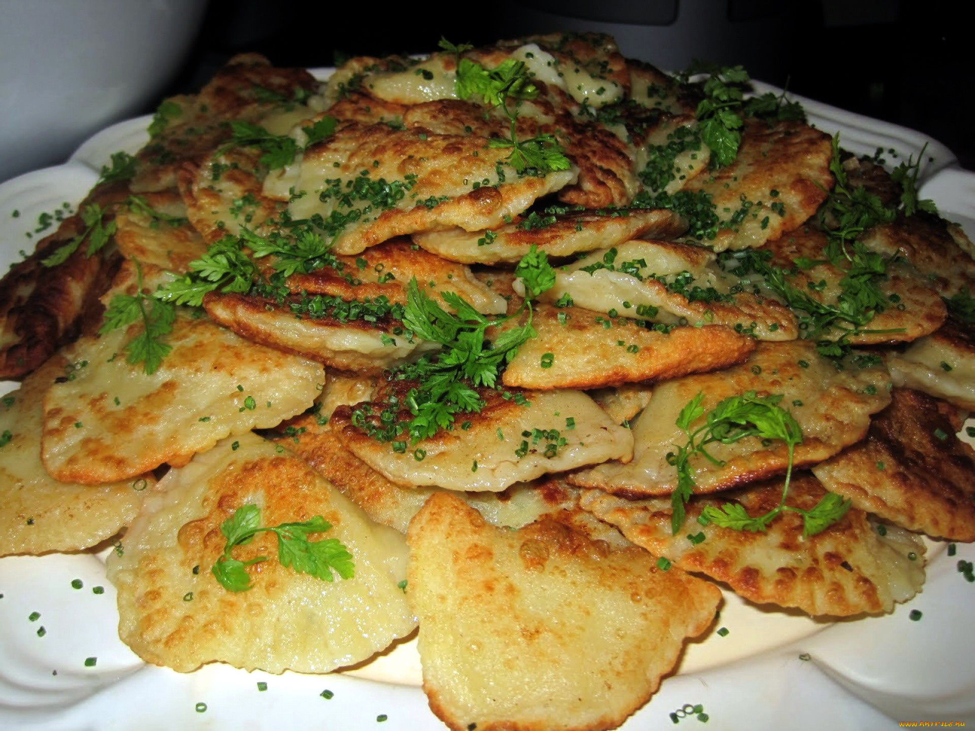 еда, блины, , оладьи, зелень, оладьи