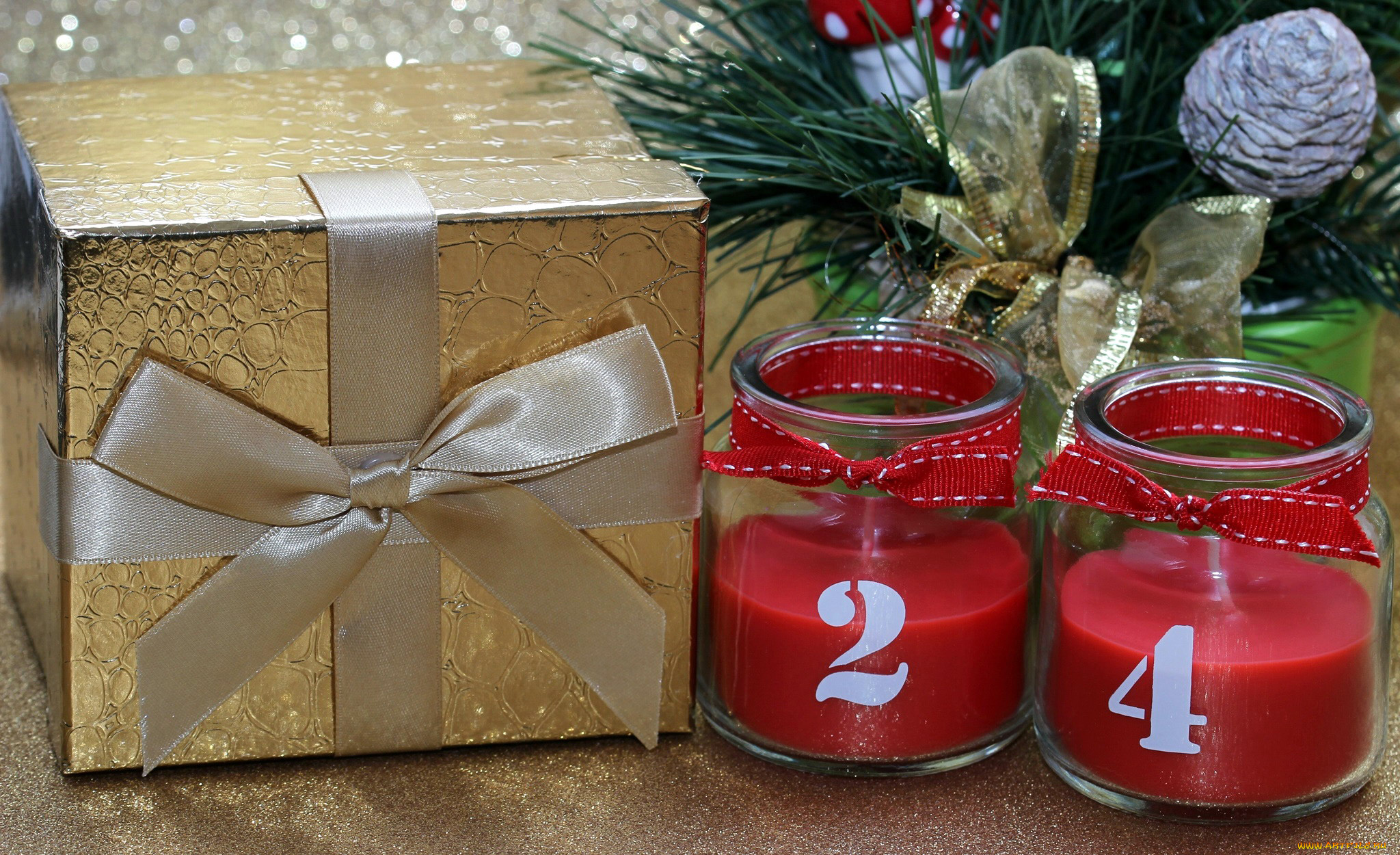 праздничные, -, разное, , новый, год, свечи, подарок