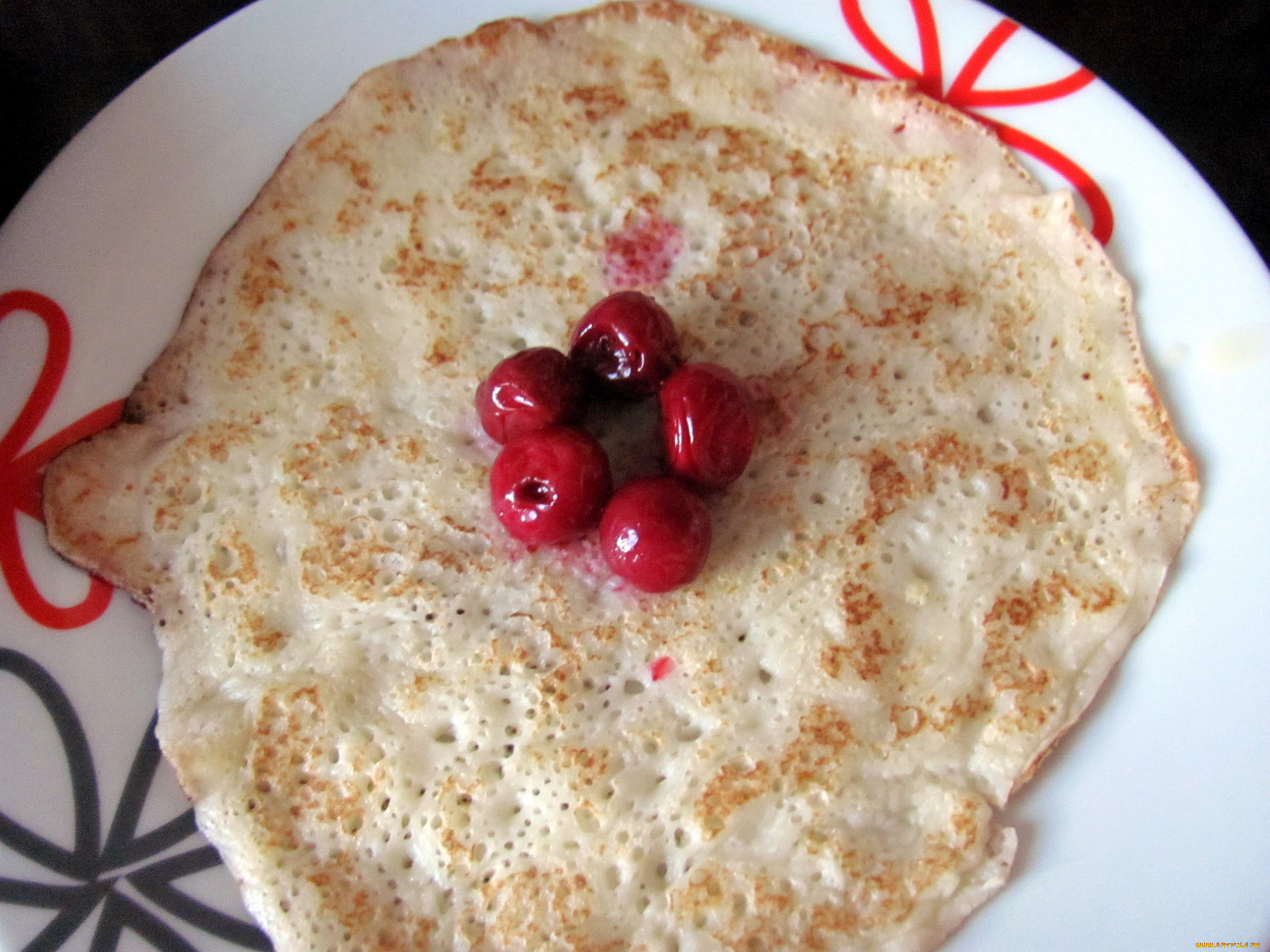 еда, блины, , оладьи, блинчик, вишни