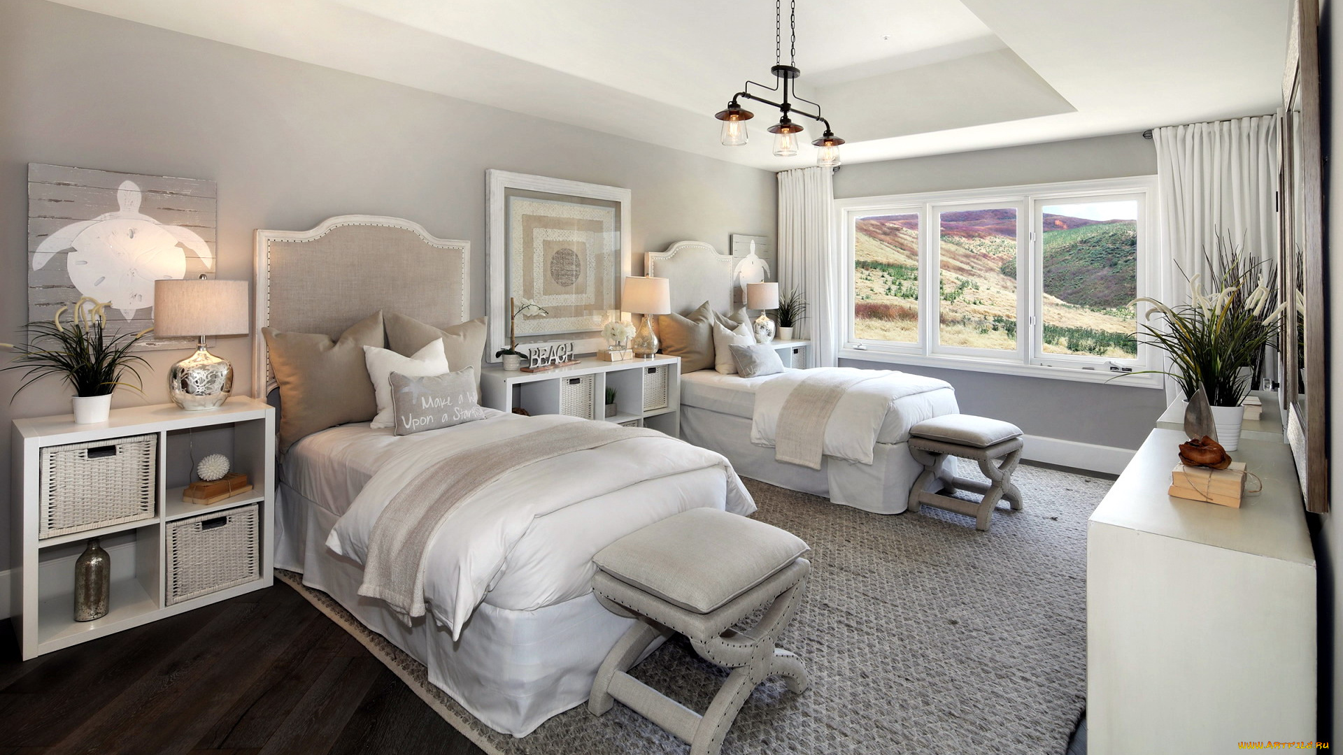 интерьер, спальня, тумбочки, кровать