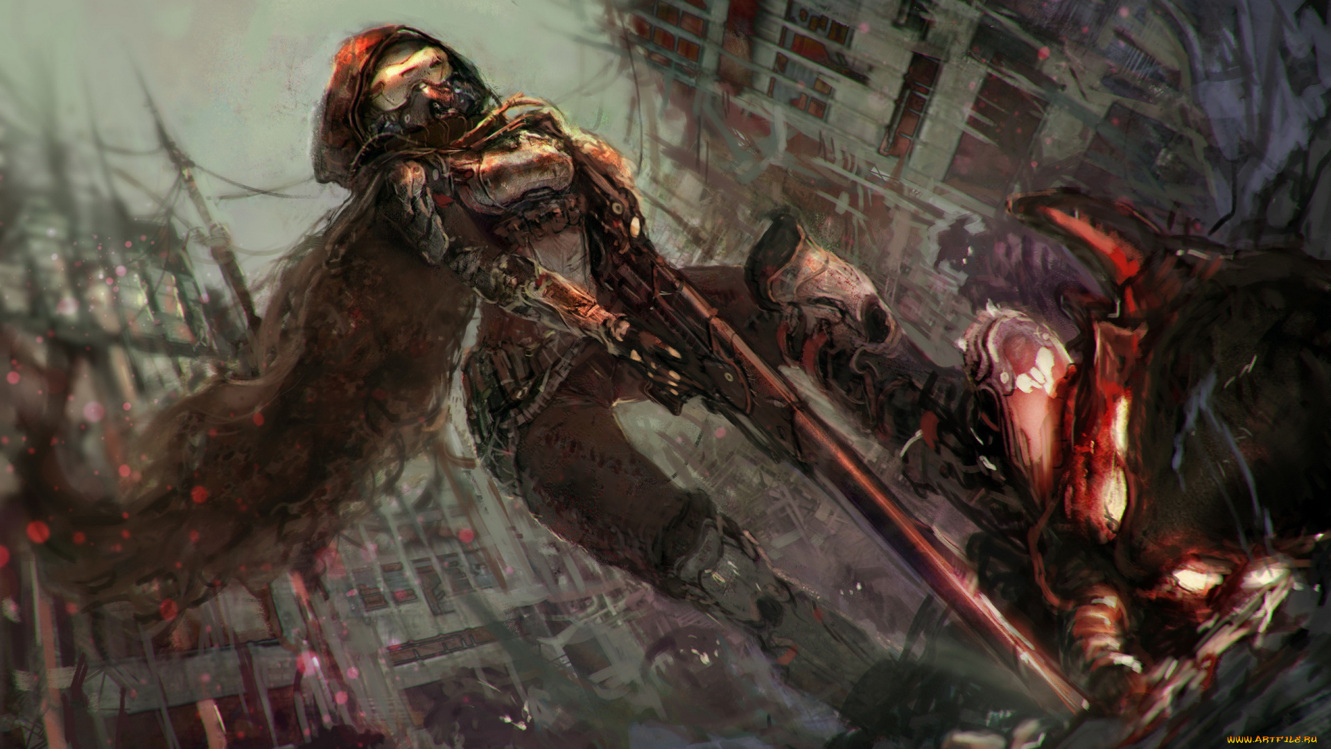 видео, игры, destiny, 2, фон, девушка, оружие, маска, униформа, волосы