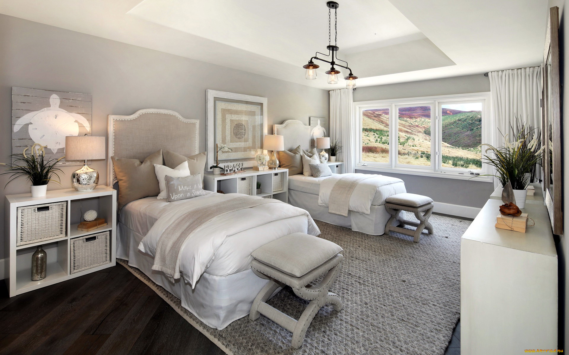 интерьер, спальня, тумбочки, кровать