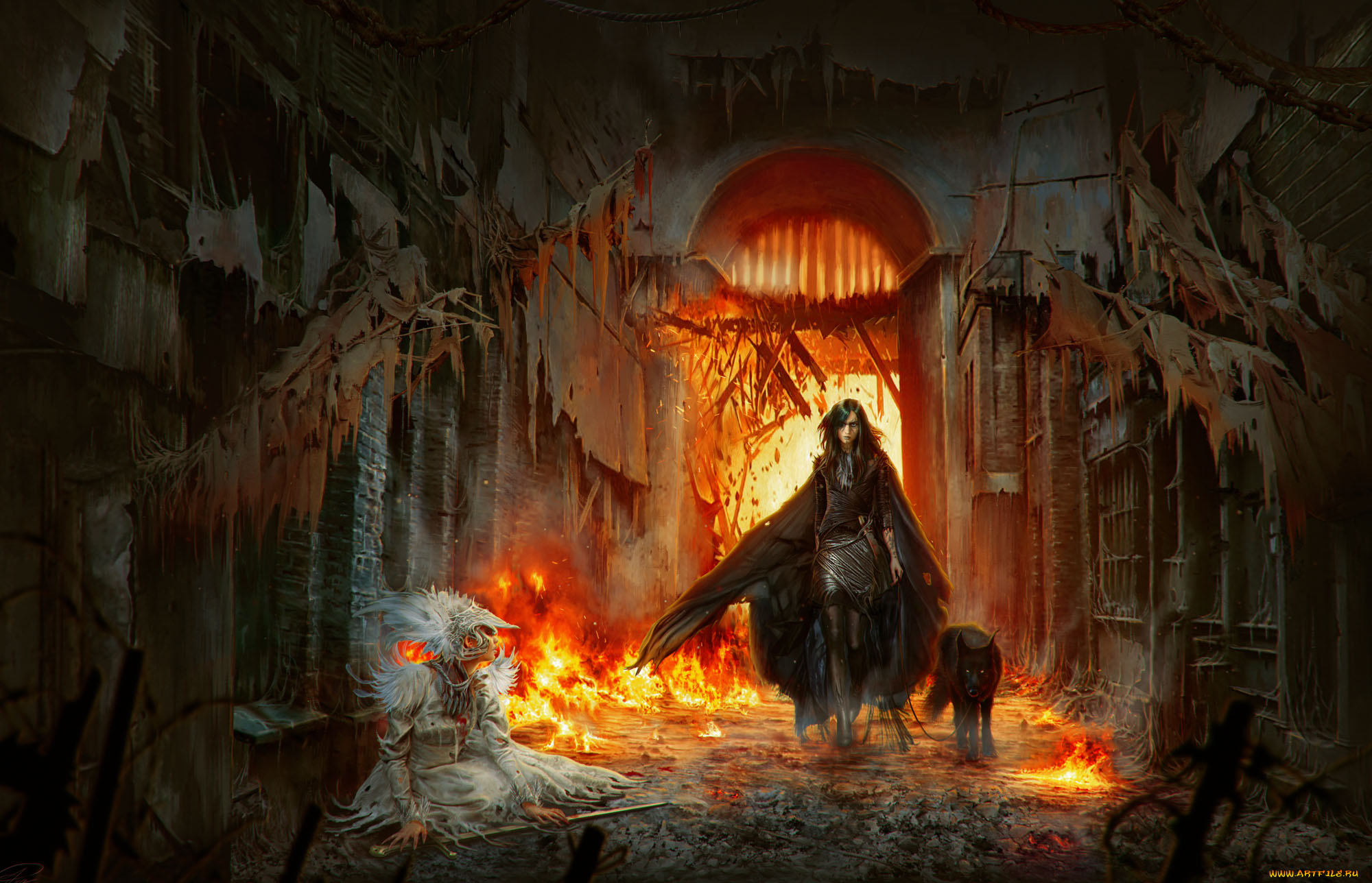 видео, игры, tormentum, -, dark, sorrow, фон, девушки, волк, пламя, меч, униформа