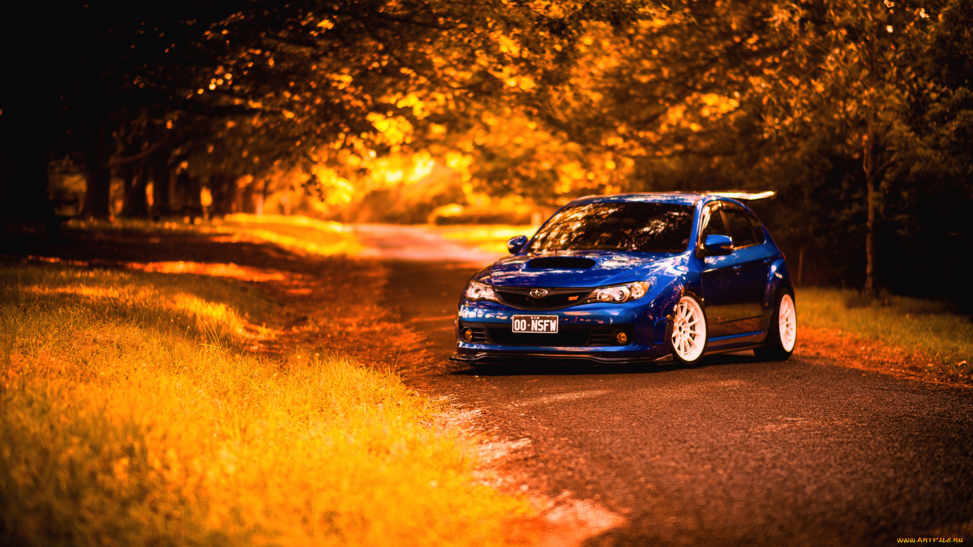 автомобили, subaru, субару, синий, осень