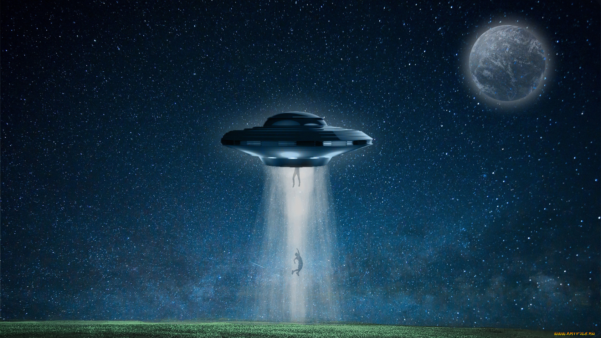 фэнтези, космические, корабли, , звездолеты, , станции, похищение, нло, ночь, звезды, люди