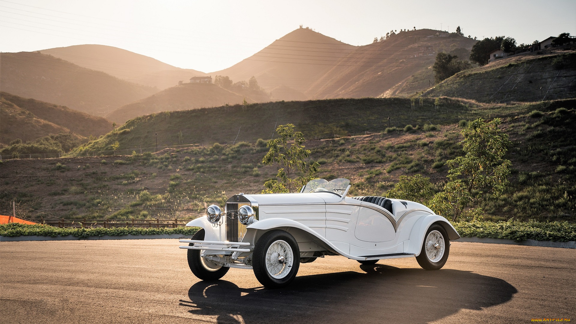 isotta, fraschini, tipo, 8a, spyder, flying, star, touring, 1931, автомобили, классика, ретро, белый, горы