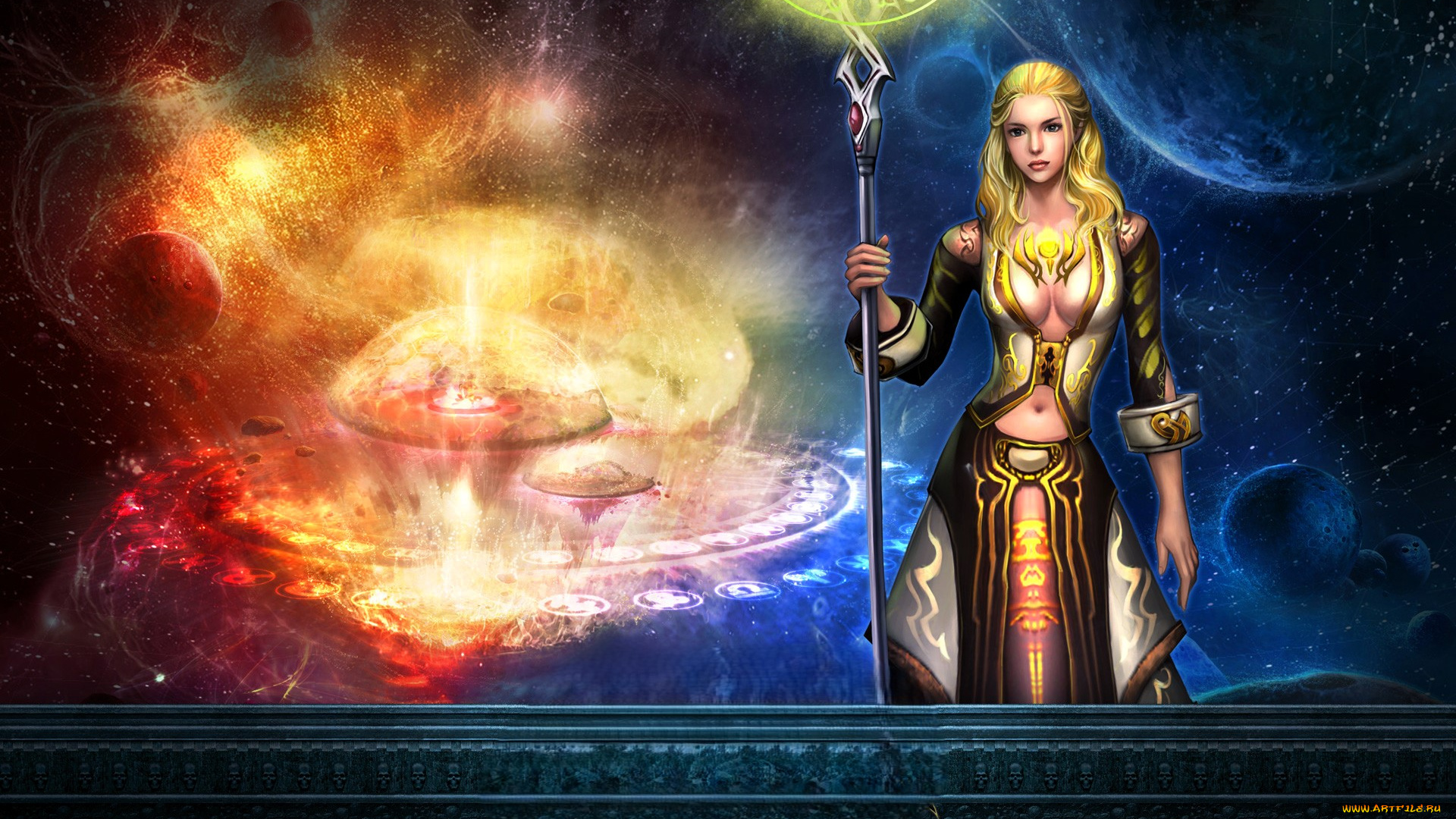 видео, игры, mummy, online, девушка, маг, посох, энергии, магия, космос