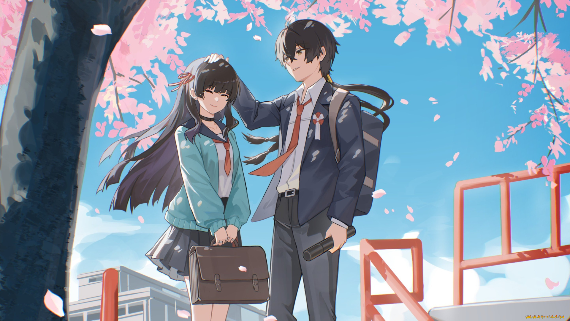 аниме, wuthering, waves, двое, парень, девушка